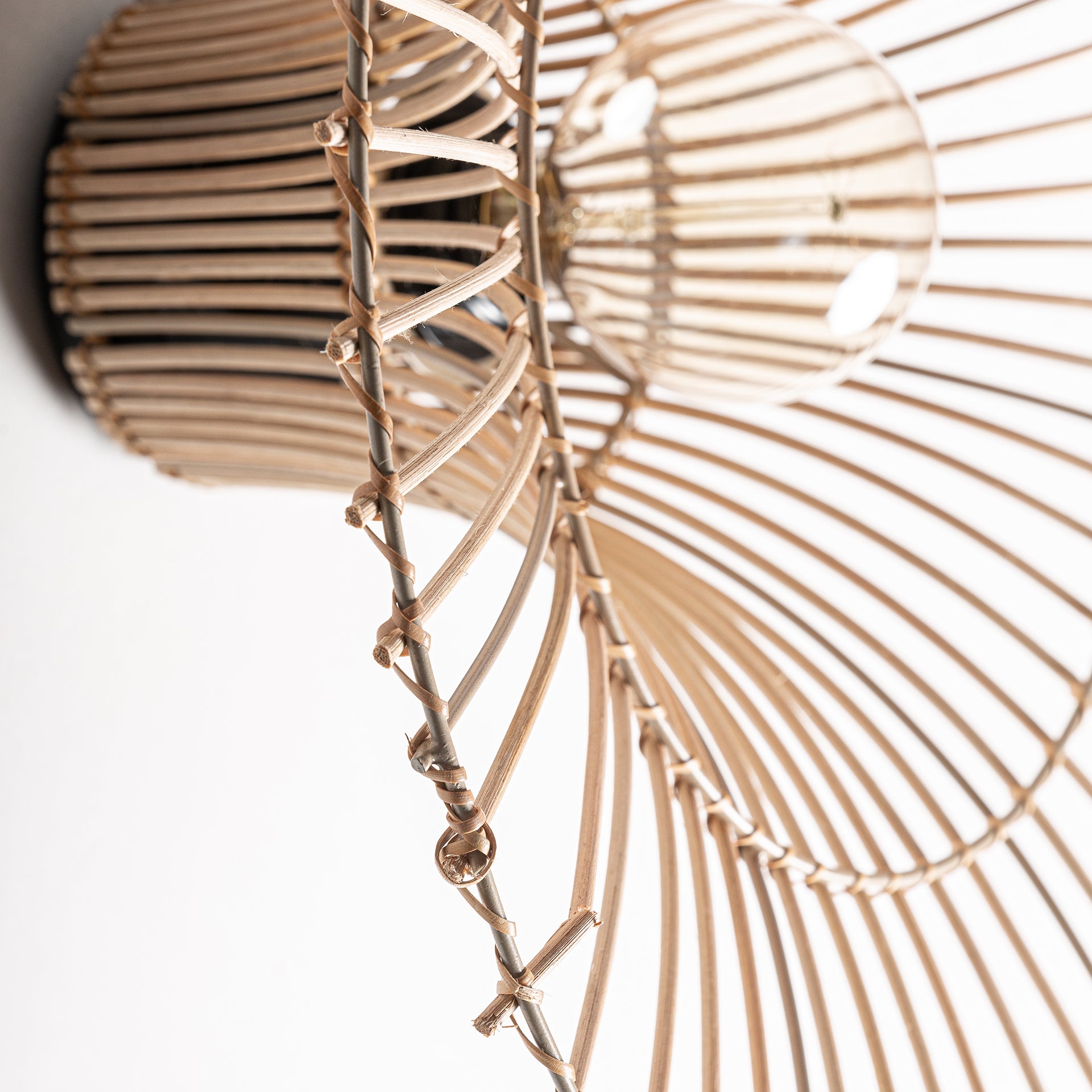 Art Deco Wall Lamp - Gold Iron & Rattan Sconce