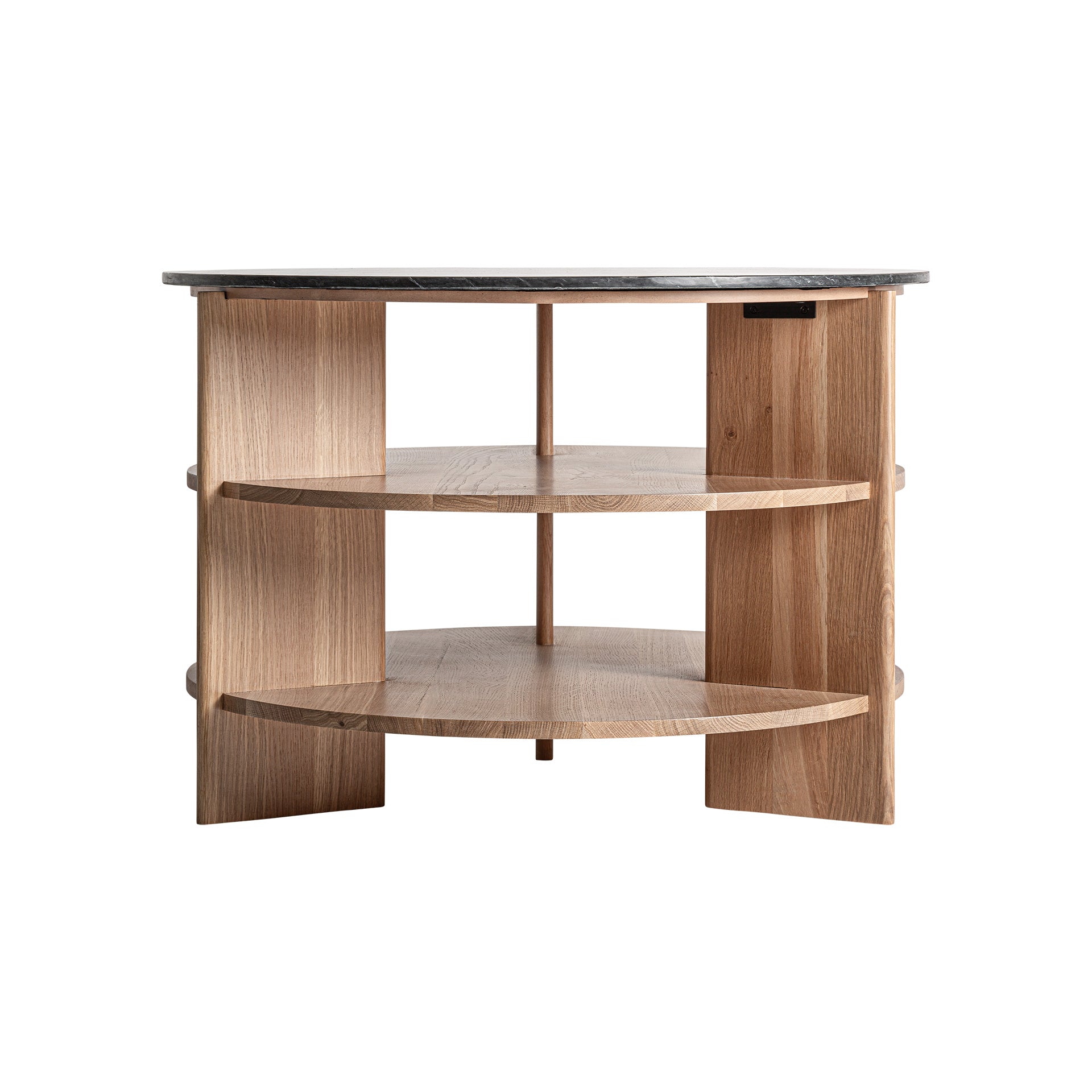 Nara Oak Side Table with Black Travertine Top
