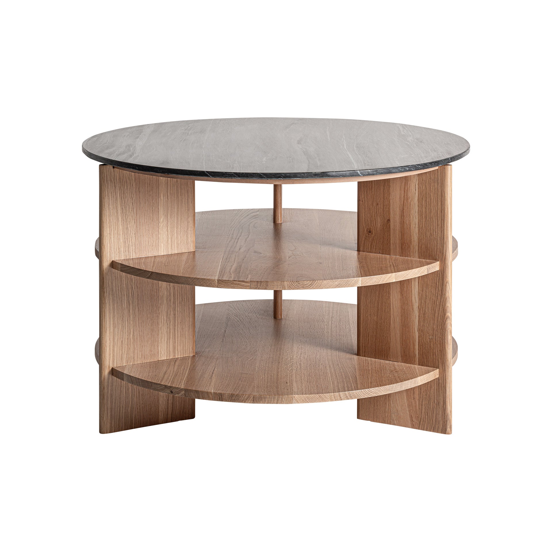 Nara Oak Side Table with Black Travertine Top
