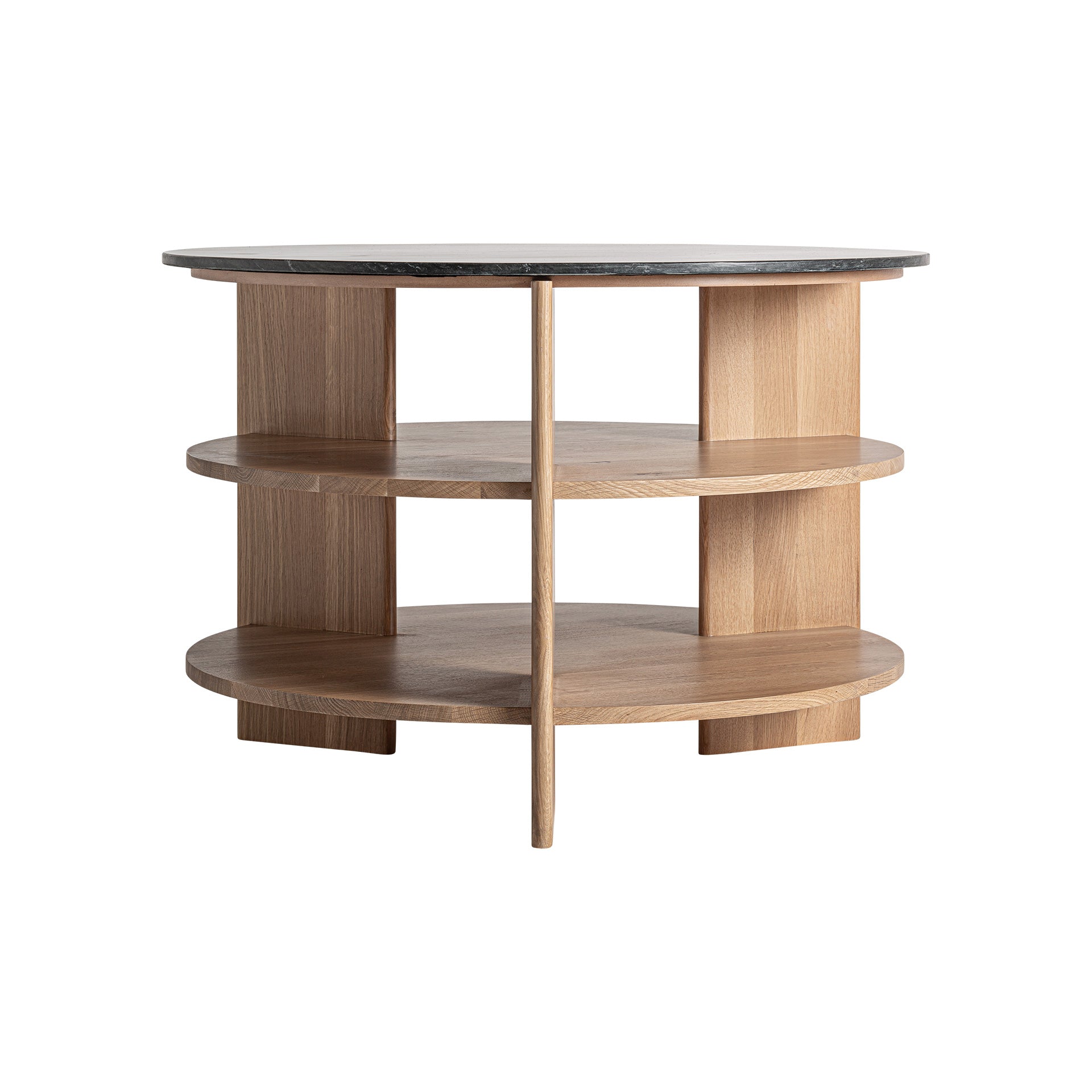 Nara Oak Side Table with Black Travertine Top