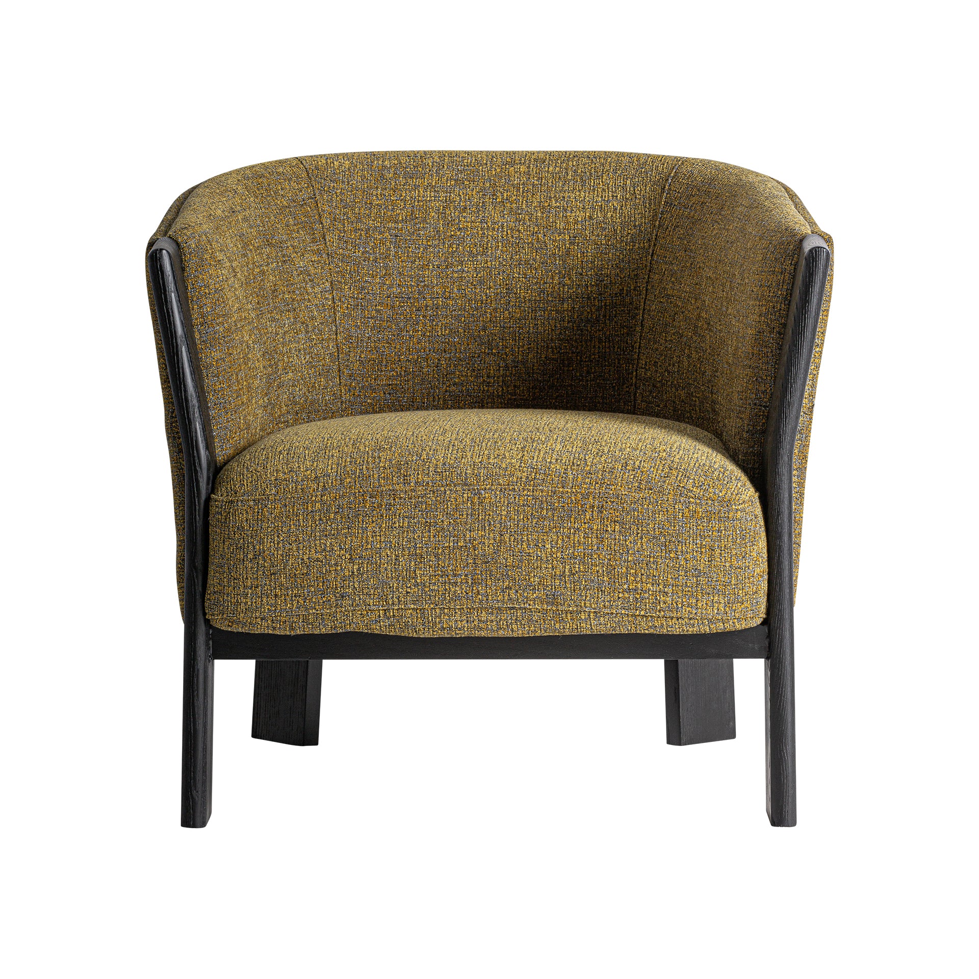 Nara Contemporary Armchair — Camel Marbled Polyester & Black Oak