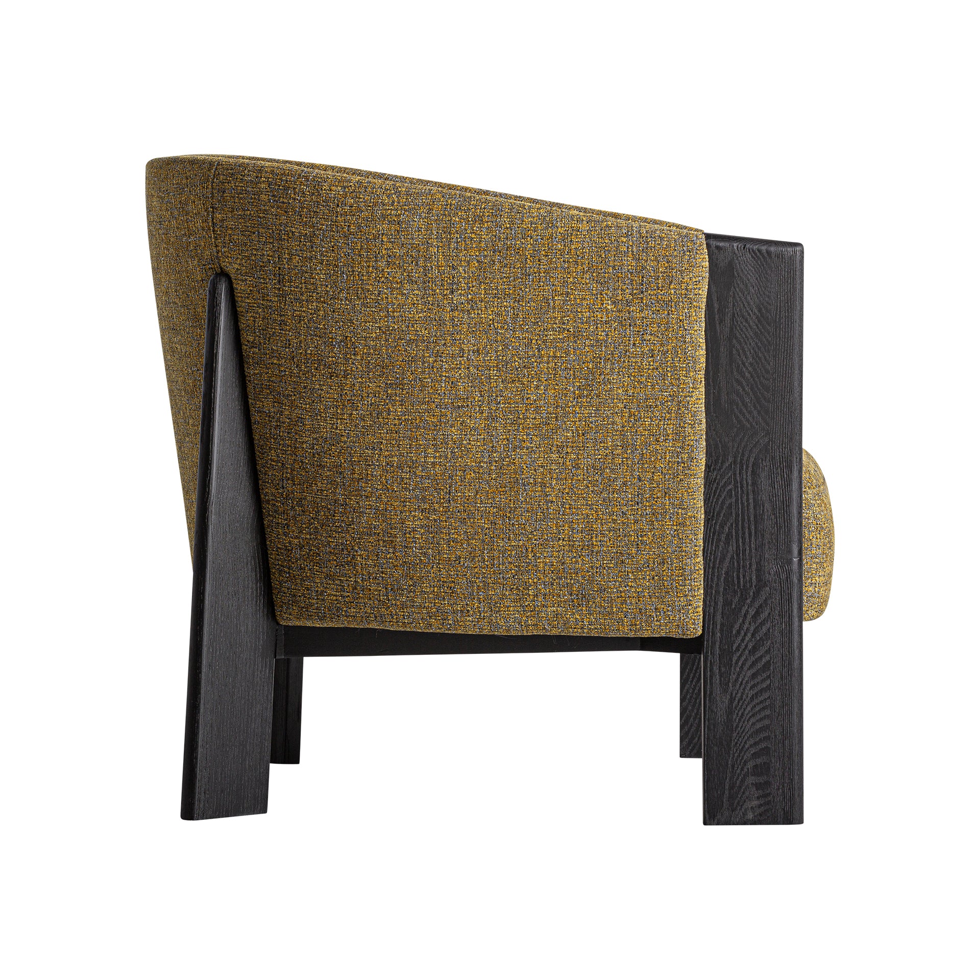 Nara Contemporary Armchair — Camel Marbled Polyester & Black Oak