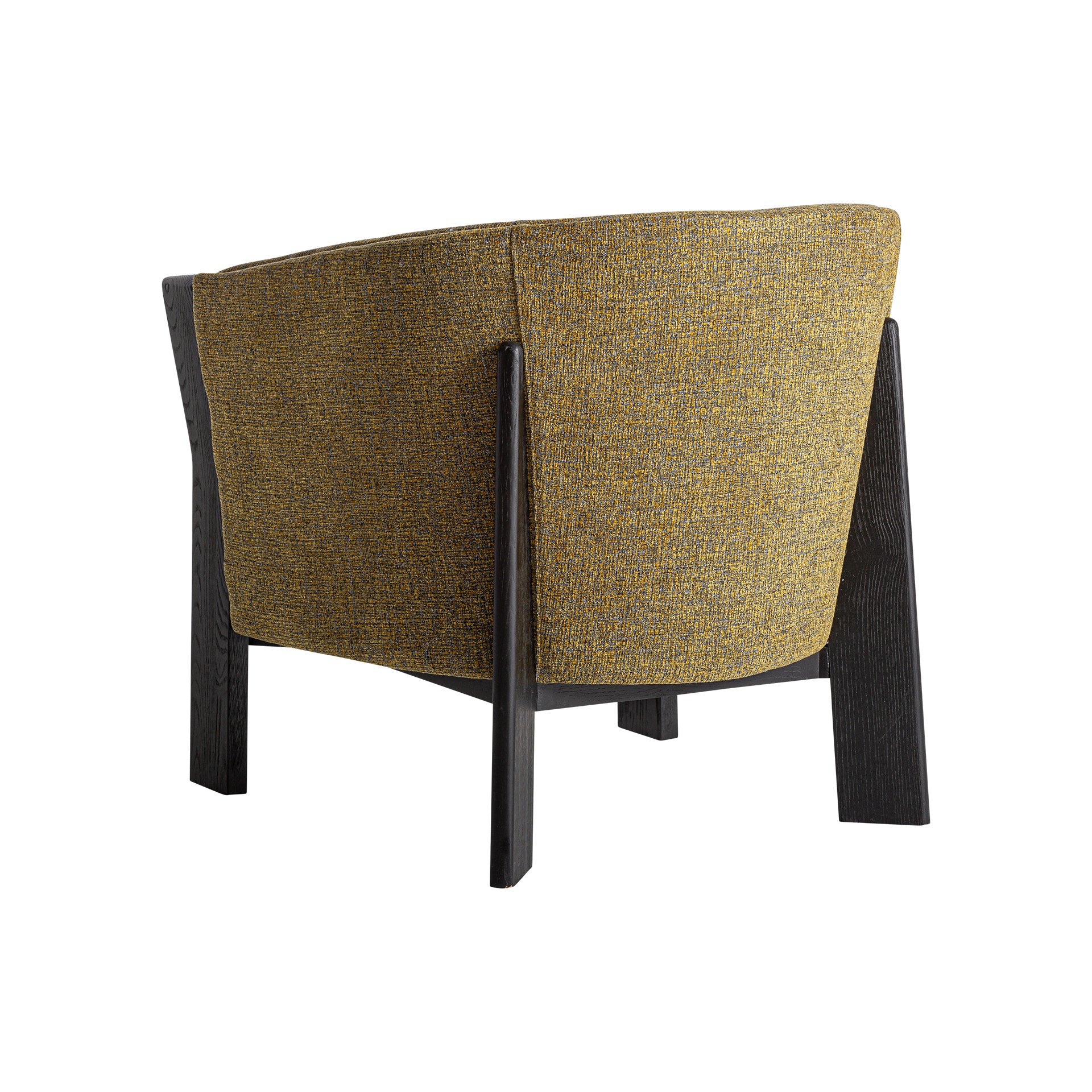 Nara Contemporary Armchair — Camel Marbled Polyester & Black Oak