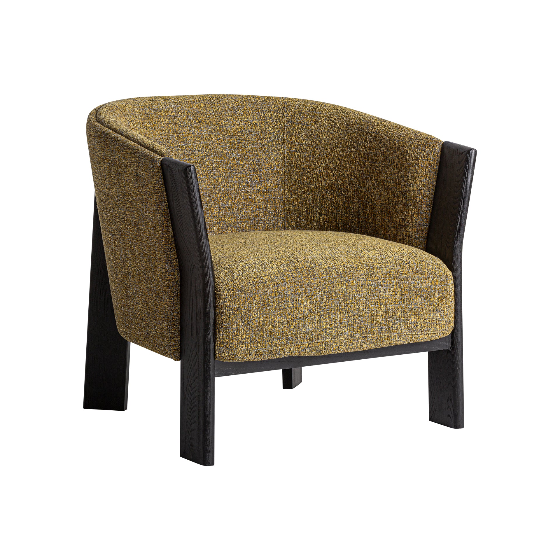 Nara Contemporary Armchair — Camel Marbled Polyester & Black Oak