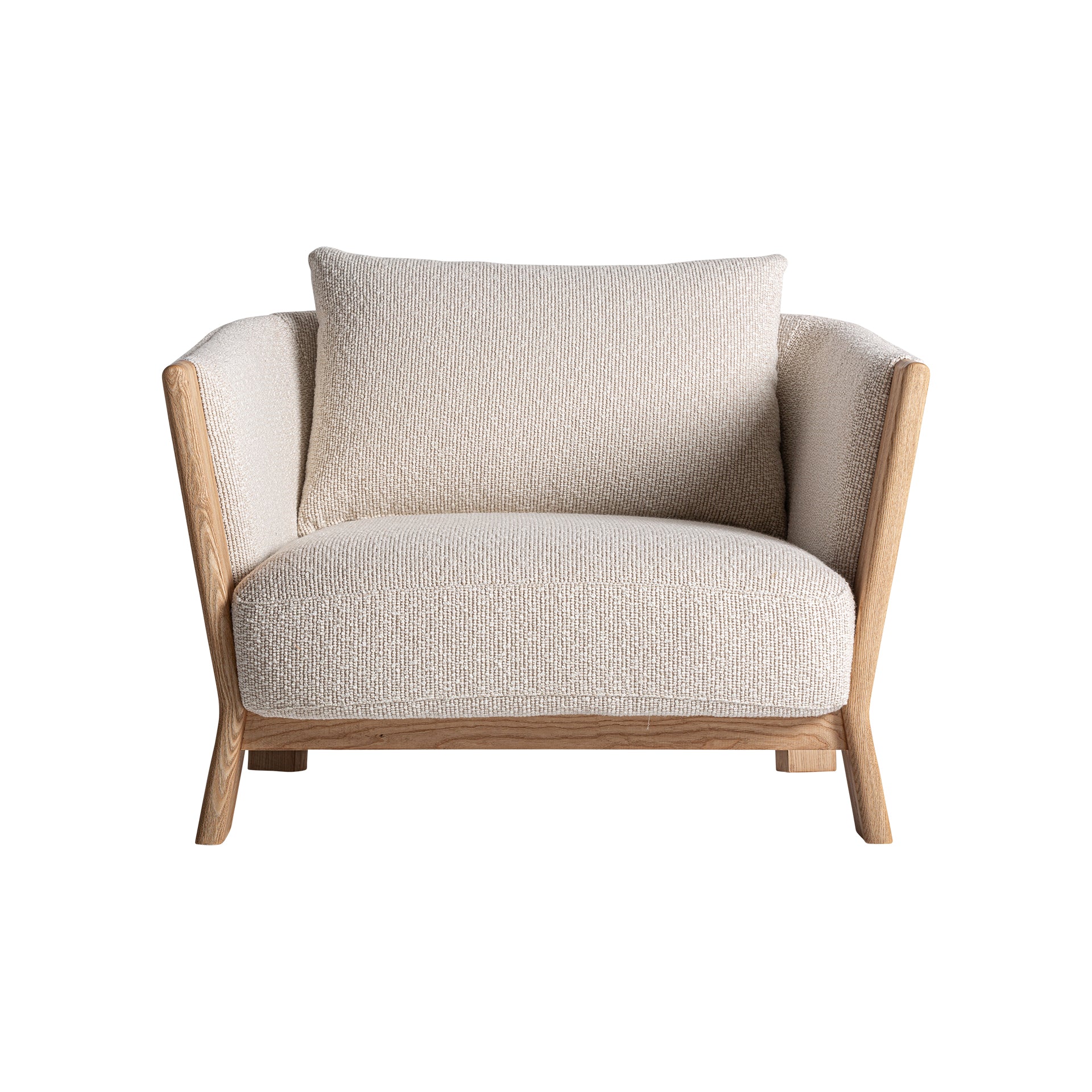 Nara Contemporary Armchair - Brown Polyester & Oak
