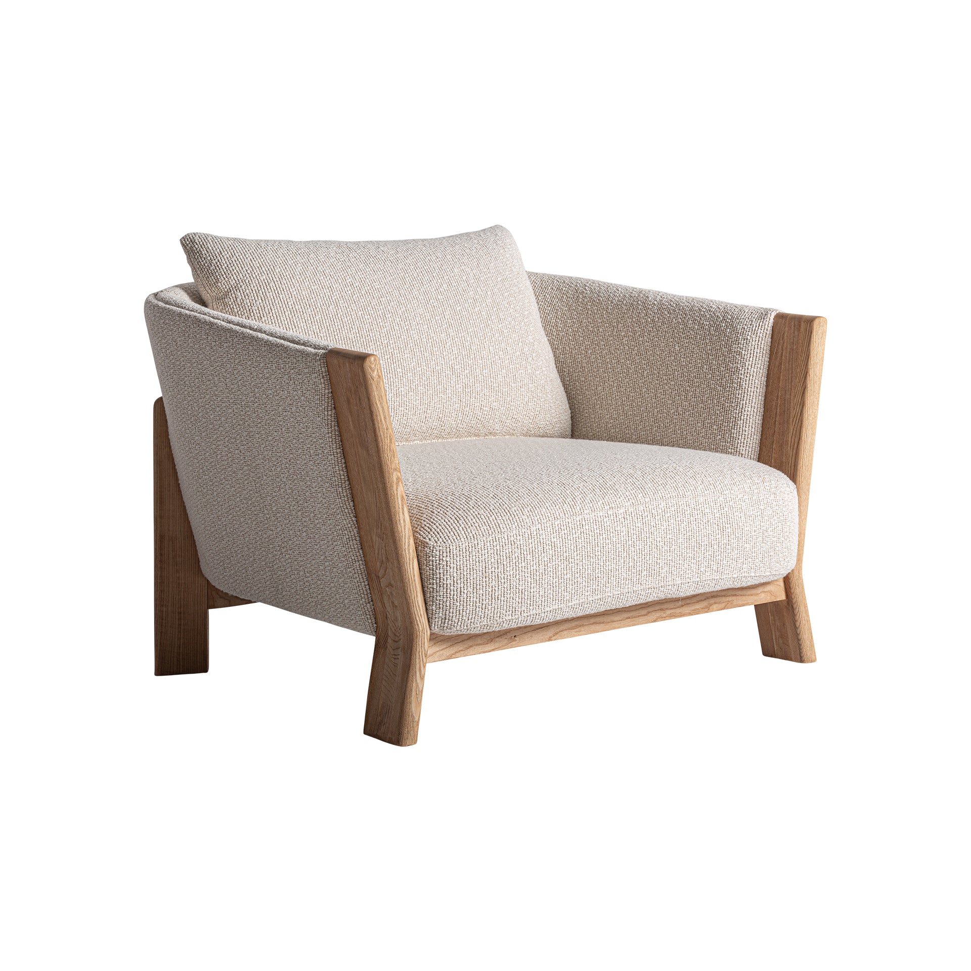 Nara Contemporary Armchair - Brown Polyester & Oak