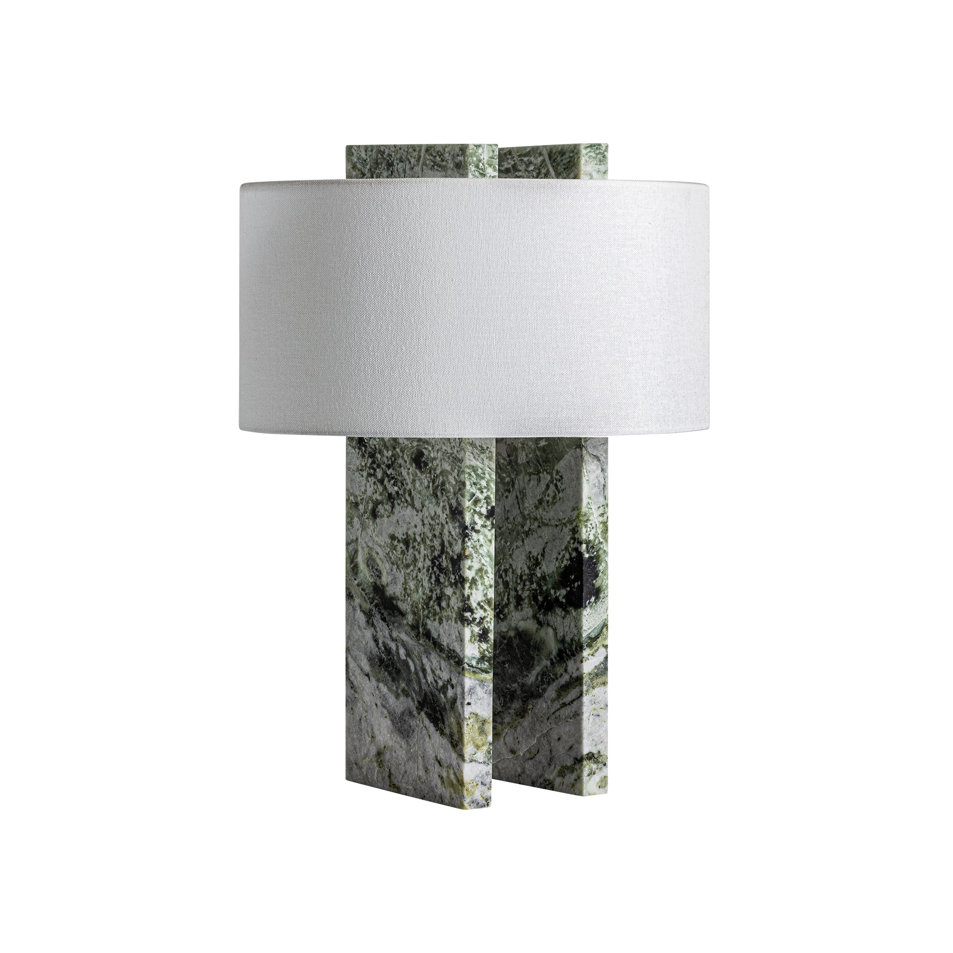 Art Deco Table Lamp - Green Marble & Gold Iron