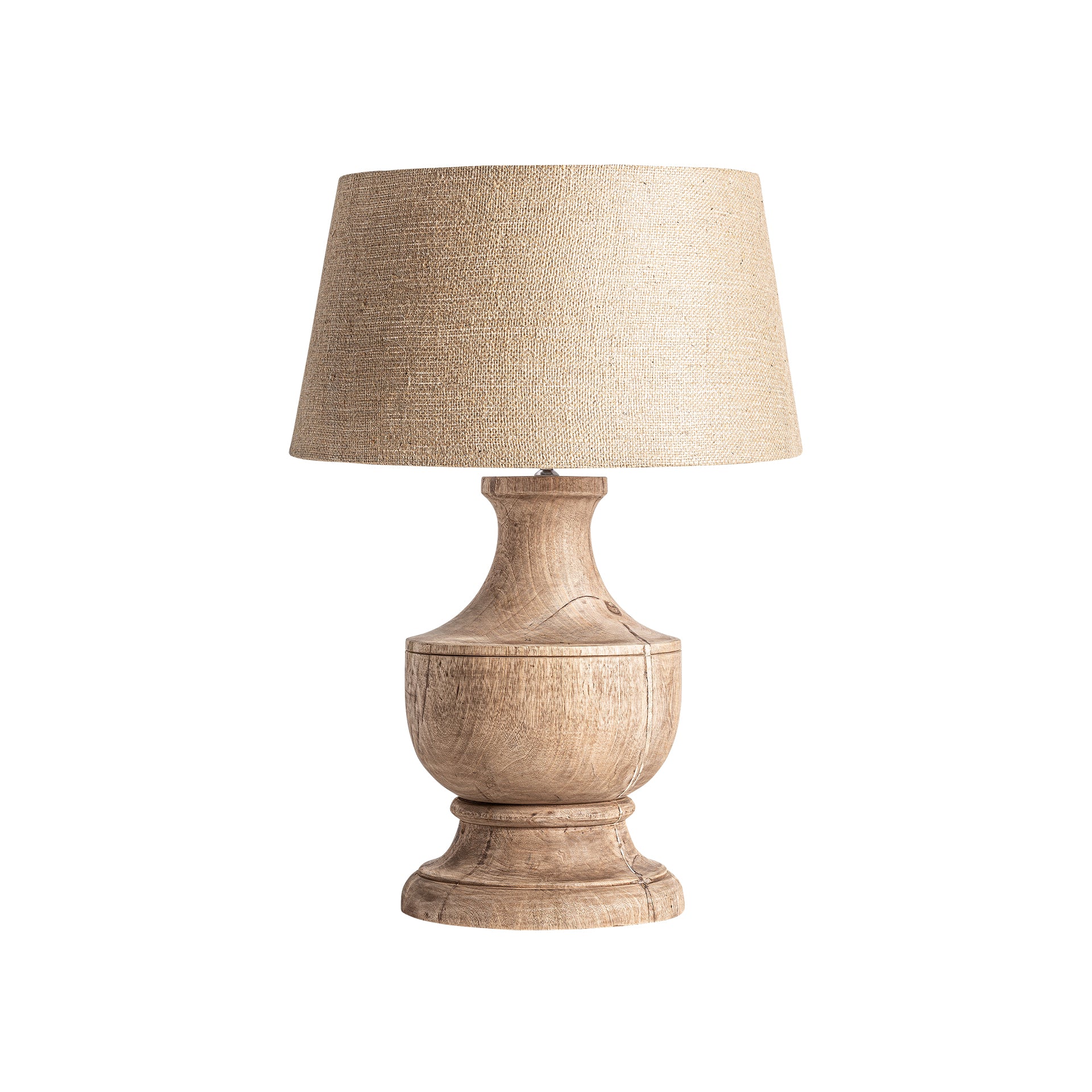 Mango Wood & Jute Table Lamp