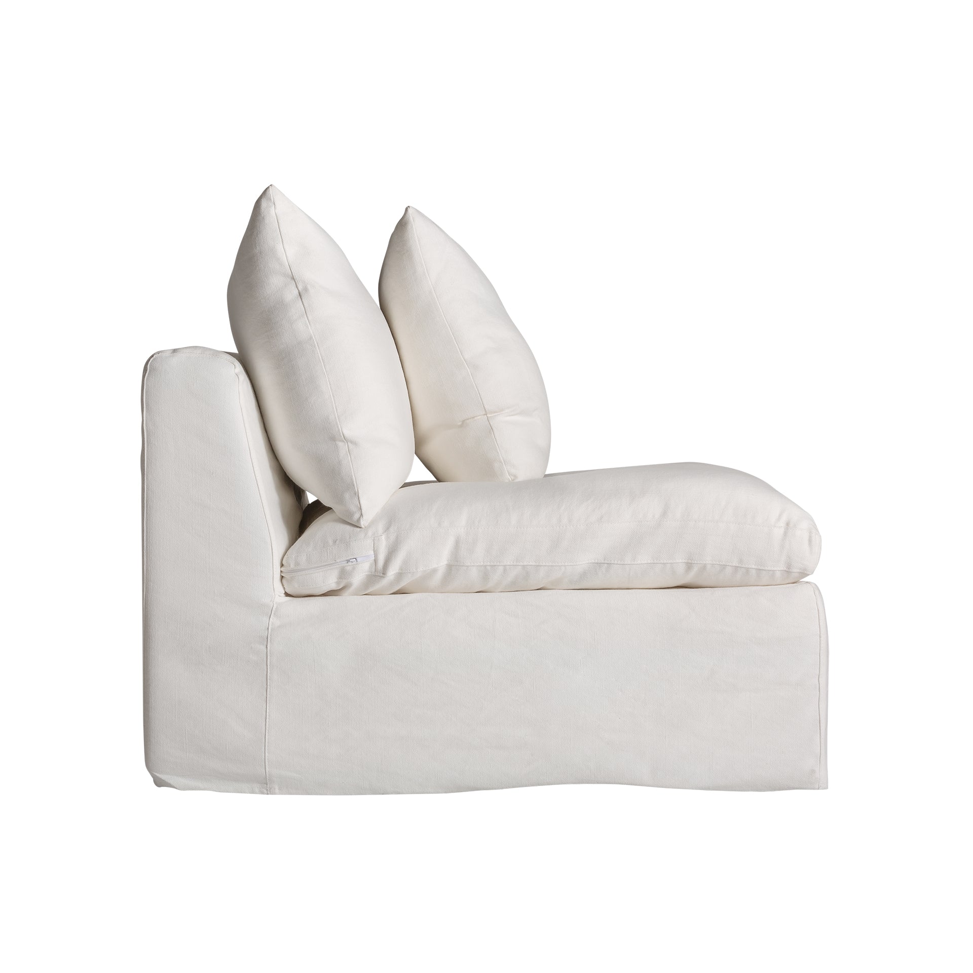 AGDE Central Sofa Module - Art Deco Linen Sectional in White