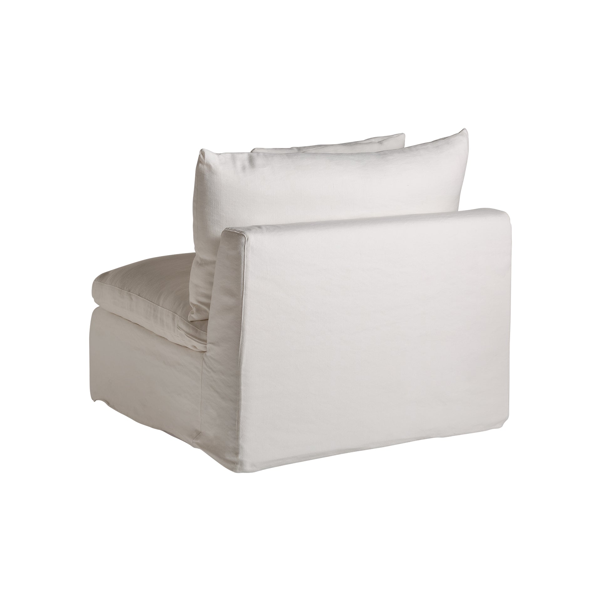 AGDE Central Sofa Module - Art Deco Linen Sectional in White