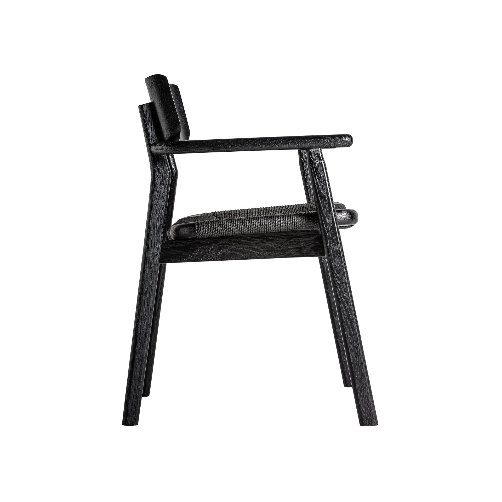Vintage Oak Chair – Matte Black with Natural Fibre Seat