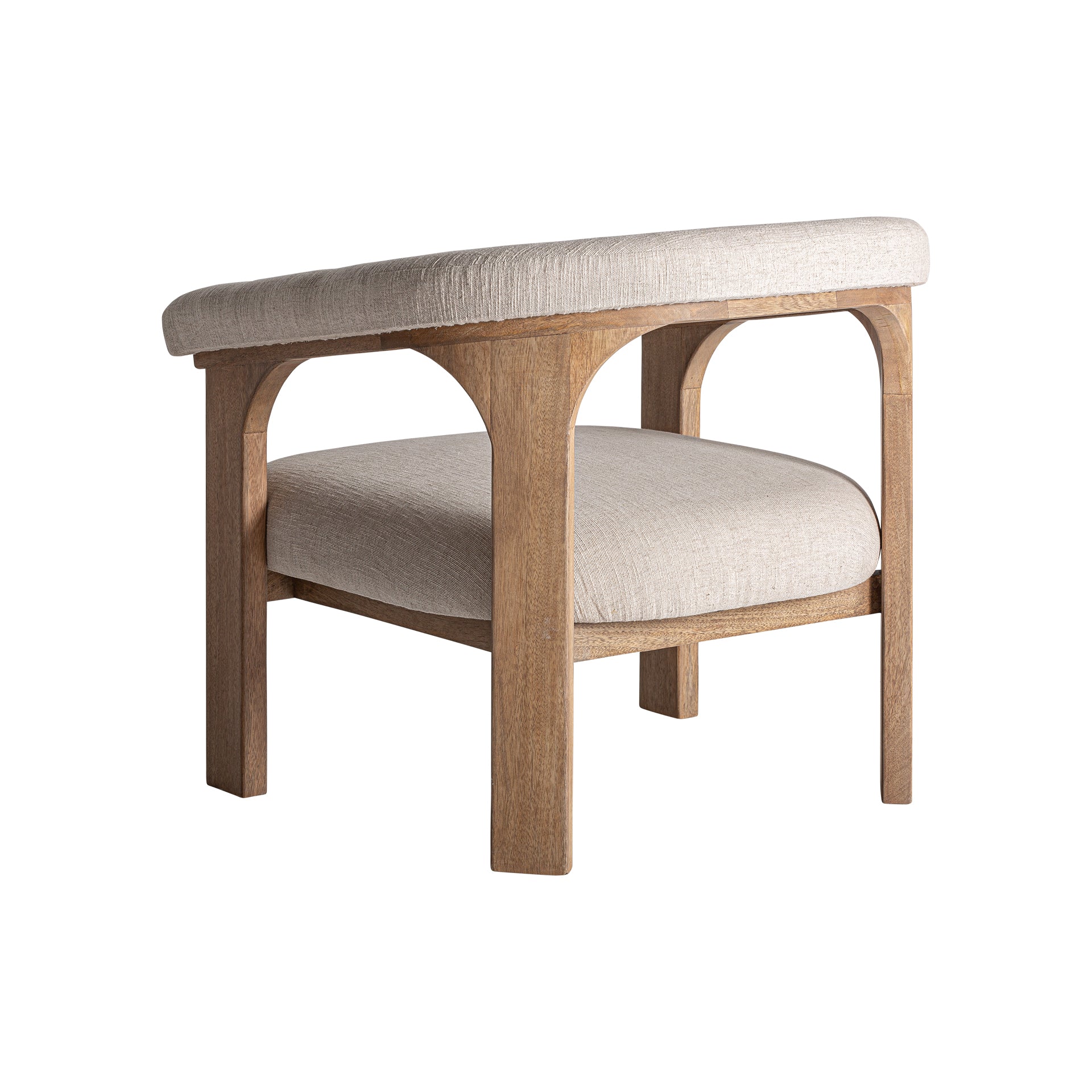 Racoud Contemporary Armchair - Mango Wood & Beige Upholstery