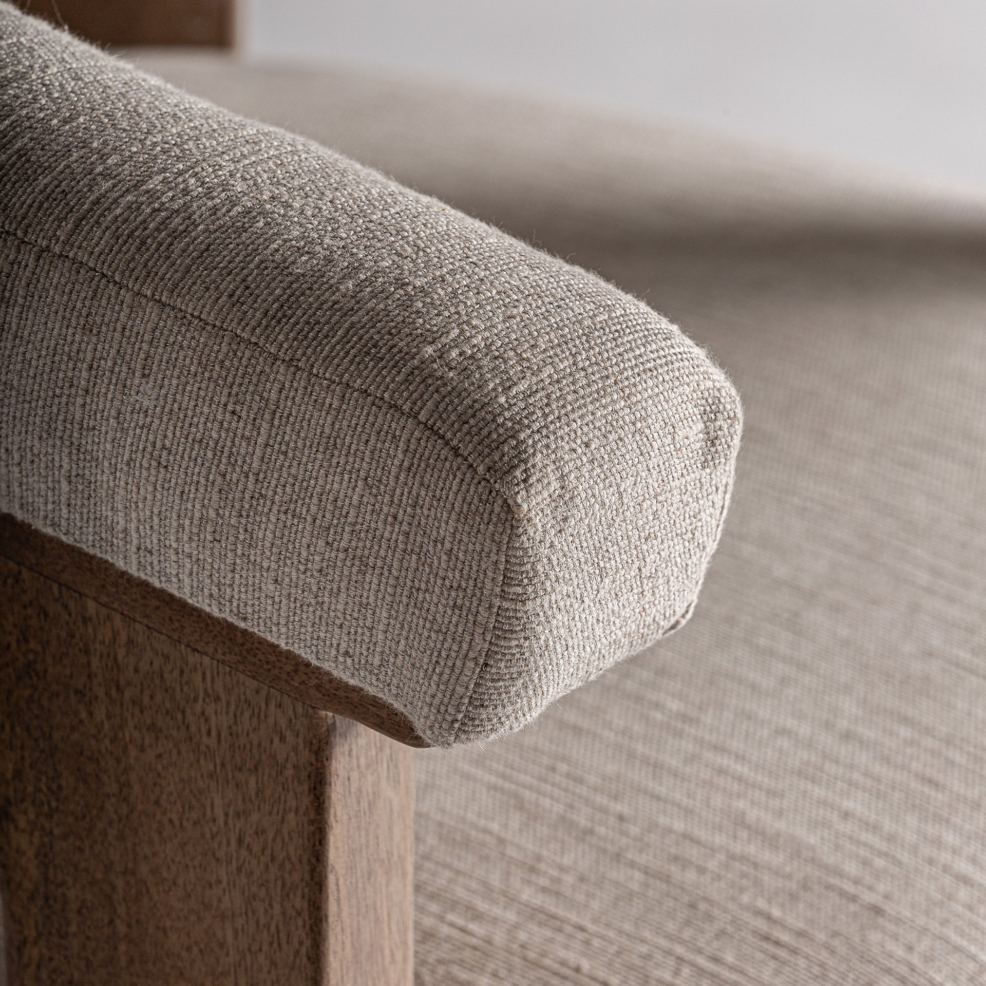 Racoud Contemporary Armchair - Mango Wood & Beige Upholstery