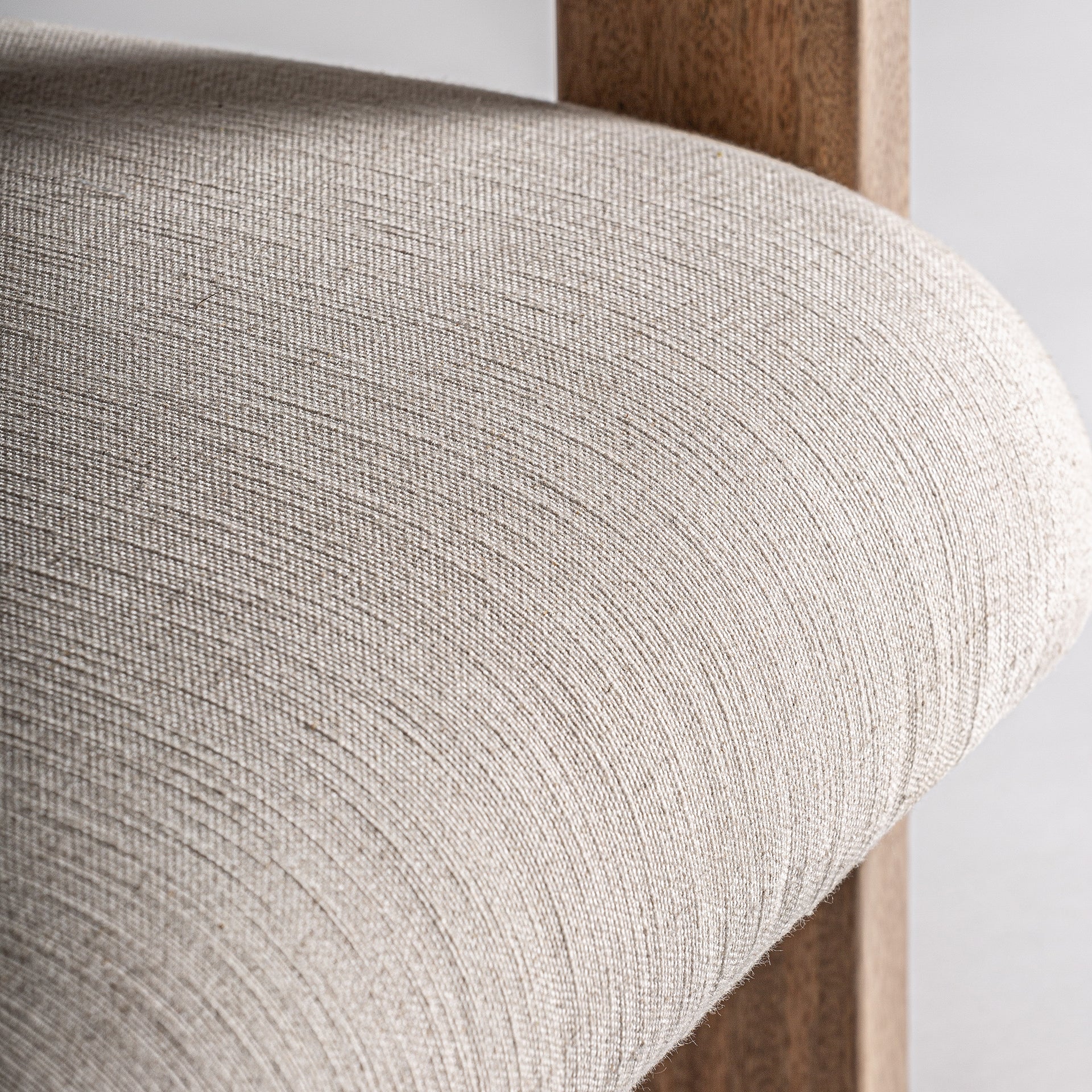 Racoud Contemporary Armchair - Mango Wood & Beige Upholstery
