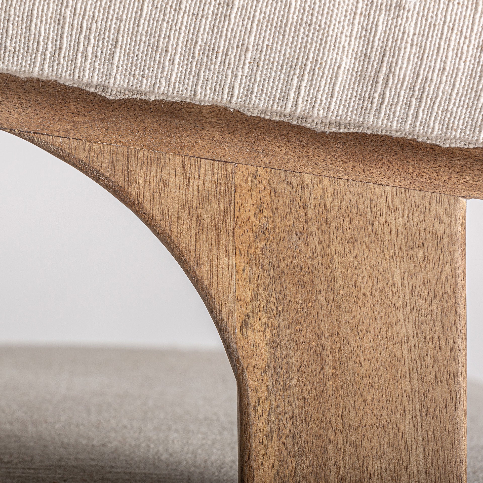 Racoud Contemporary Armchair - Mango Wood & Beige Upholstery