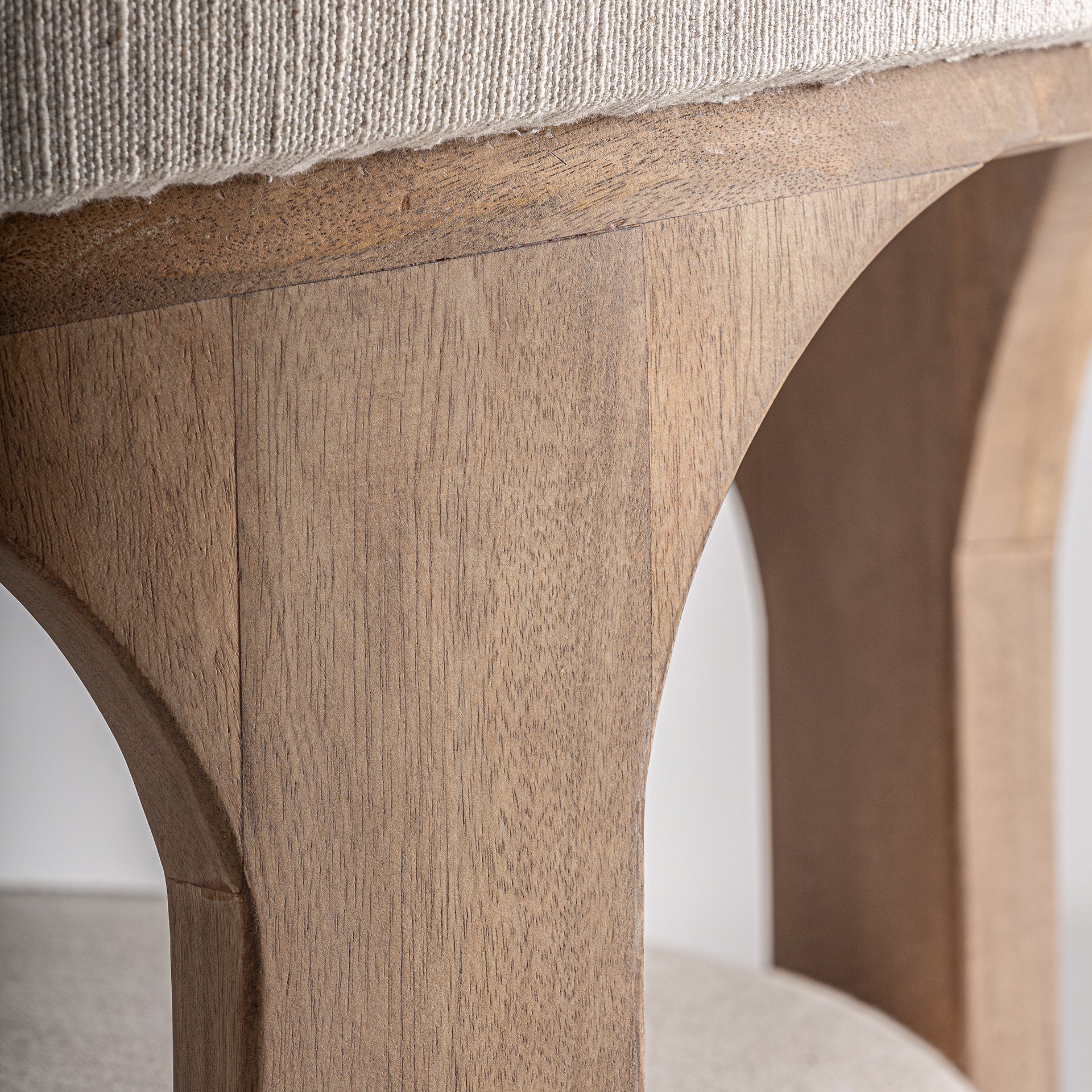 Racoud Contemporary Armchair - Mango Wood & Beige Upholstery