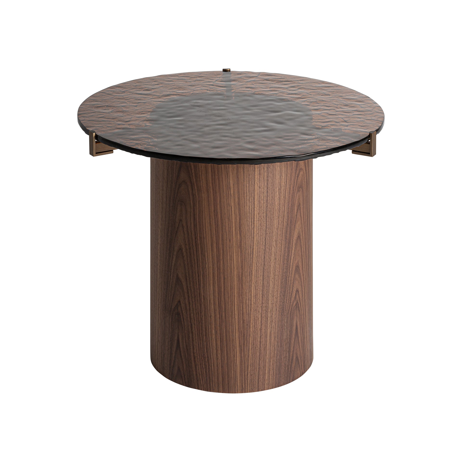 GISWIL Art Deco Side Table - Brown Plywood & Crystal
