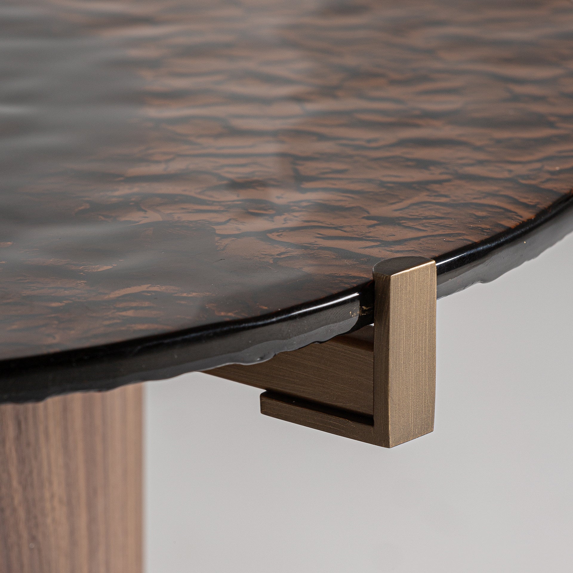 GISWIL Art Deco Side Table - Brown Plywood & Crystal