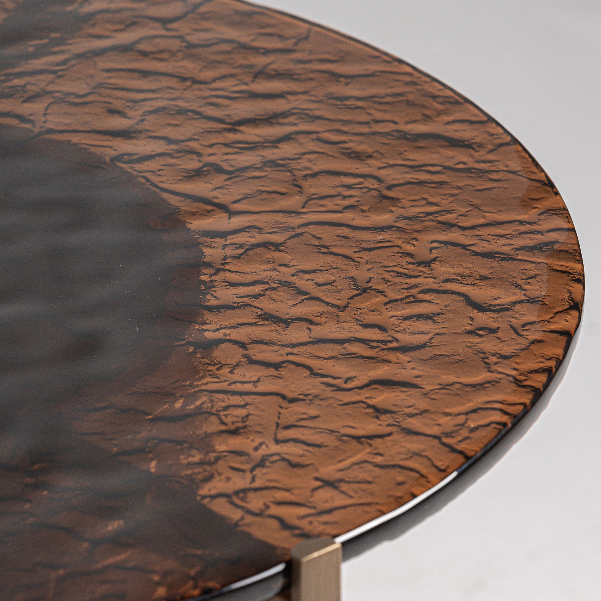 GISWIL Art Deco Side Table - Brown Plywood & Crystal