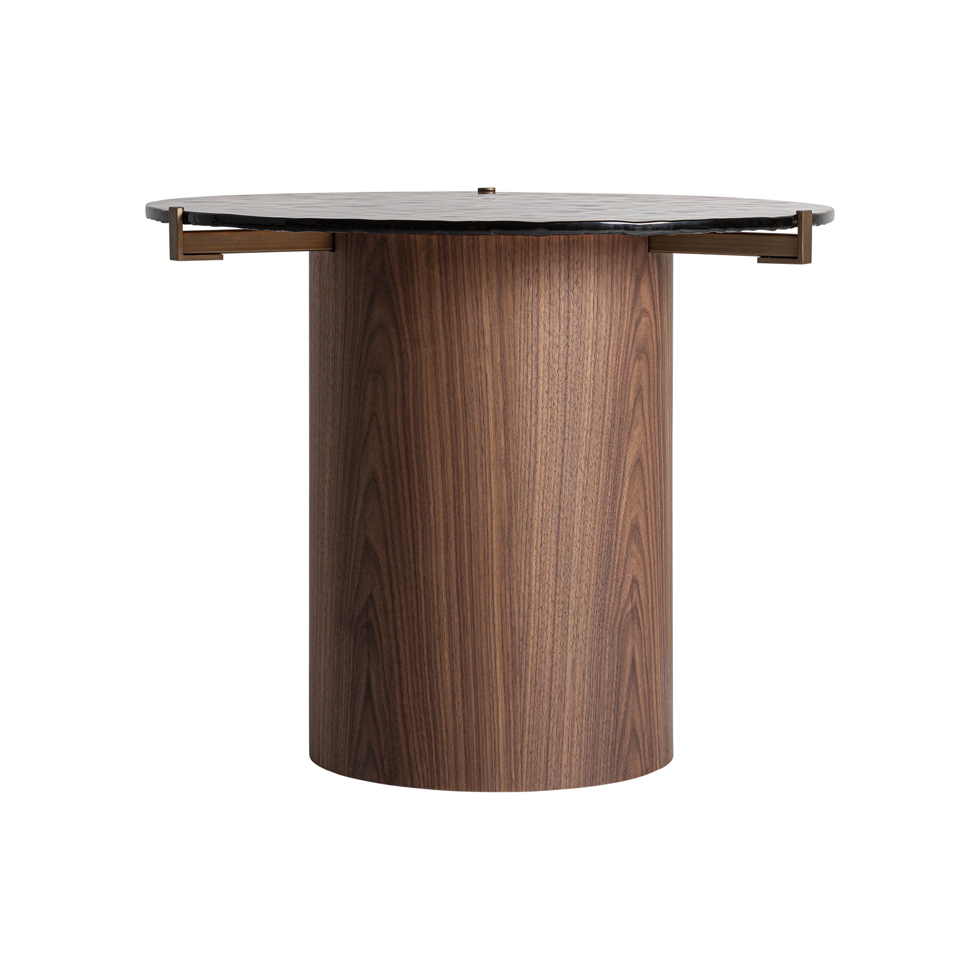 GISWIL Art Deco Side Table - Brown Plywood & Crystal