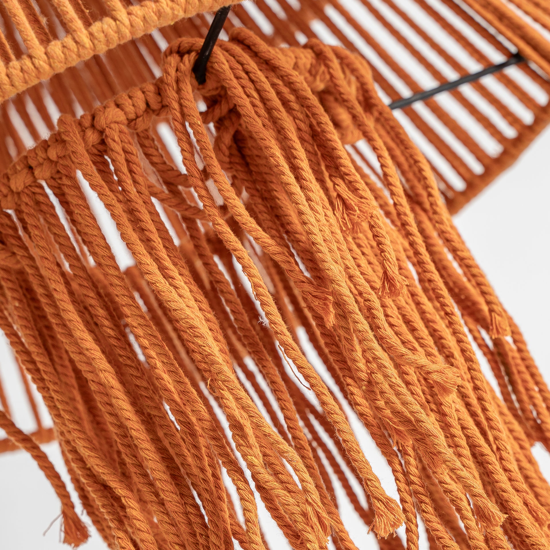 Coral Ceiling Lamp - Boho Cotton Pendant Light in Warm Orange