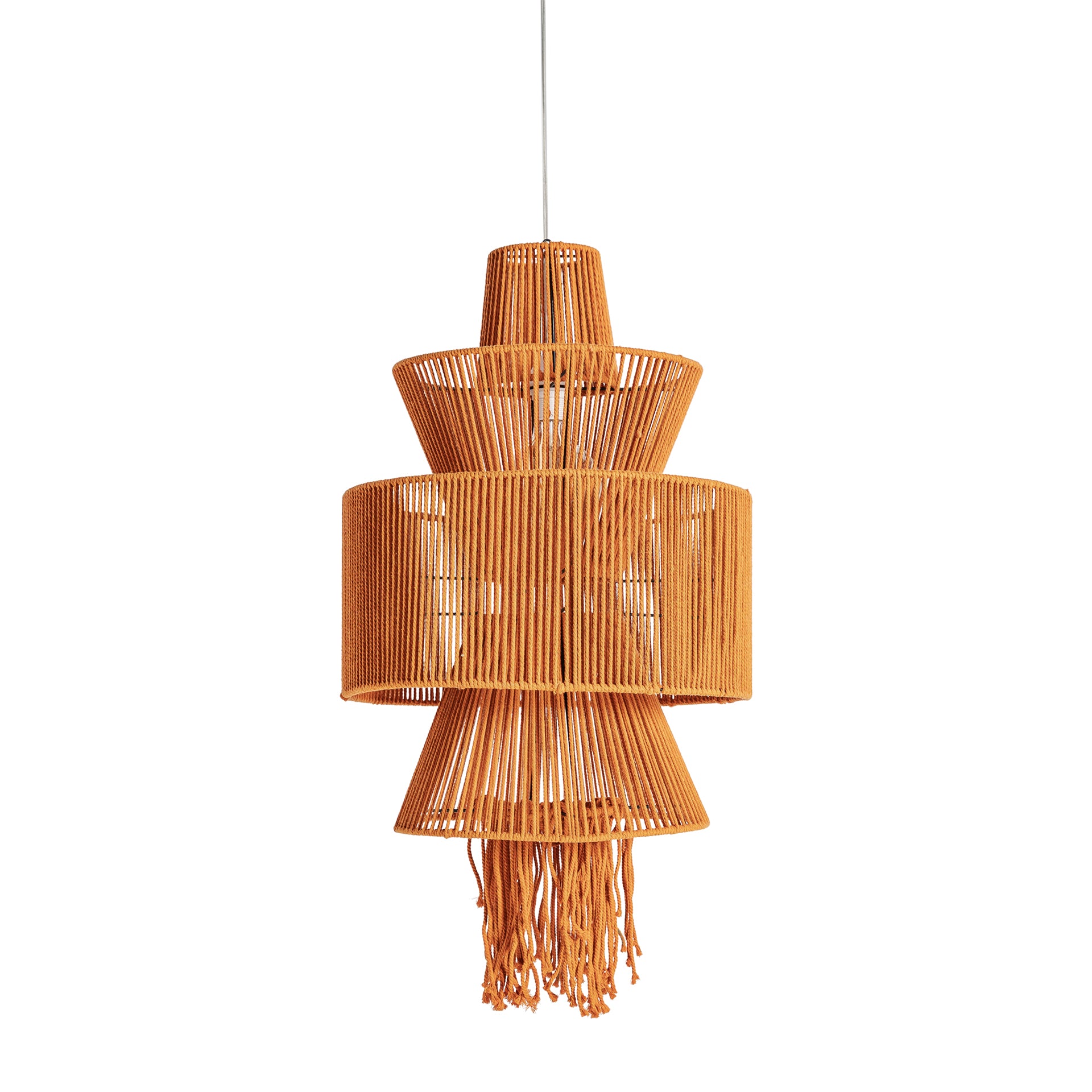 Coral Ceiling Lamp - Boho Cotton Pendant Light in Warm Orange