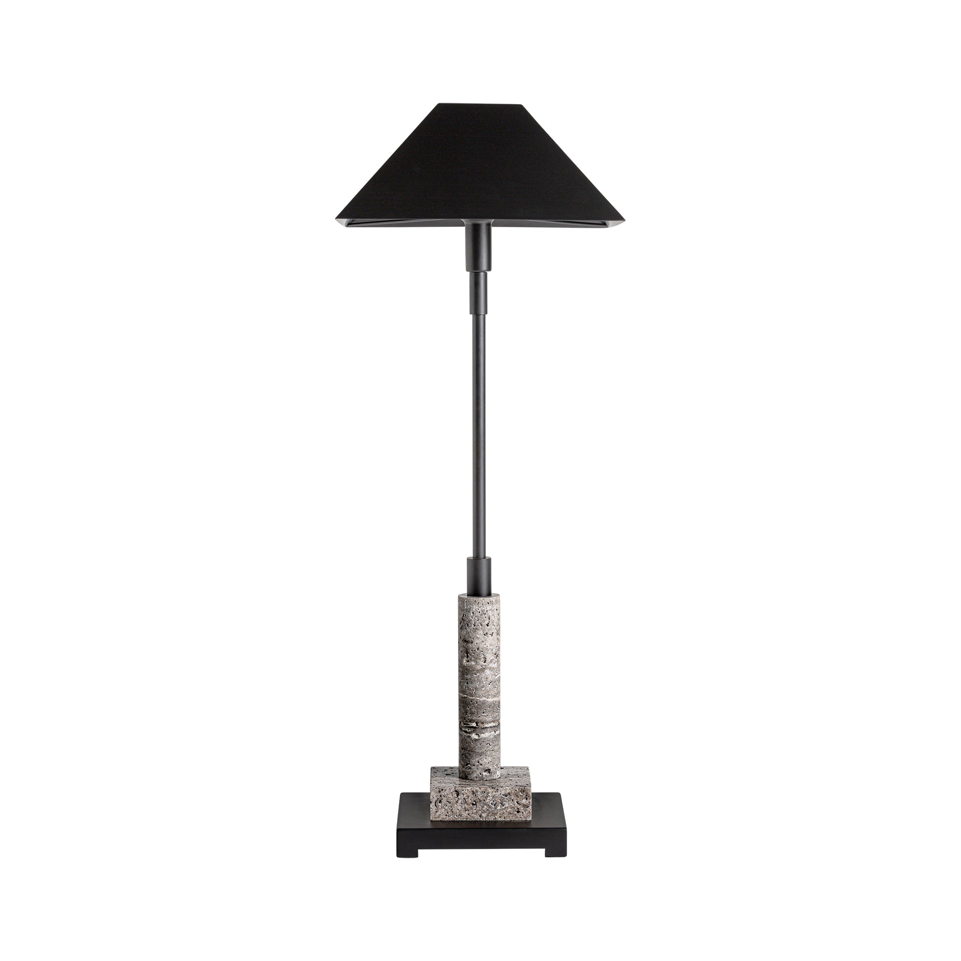 Atlas Art Deco Table Lamp - Grey Marble & Black Iron