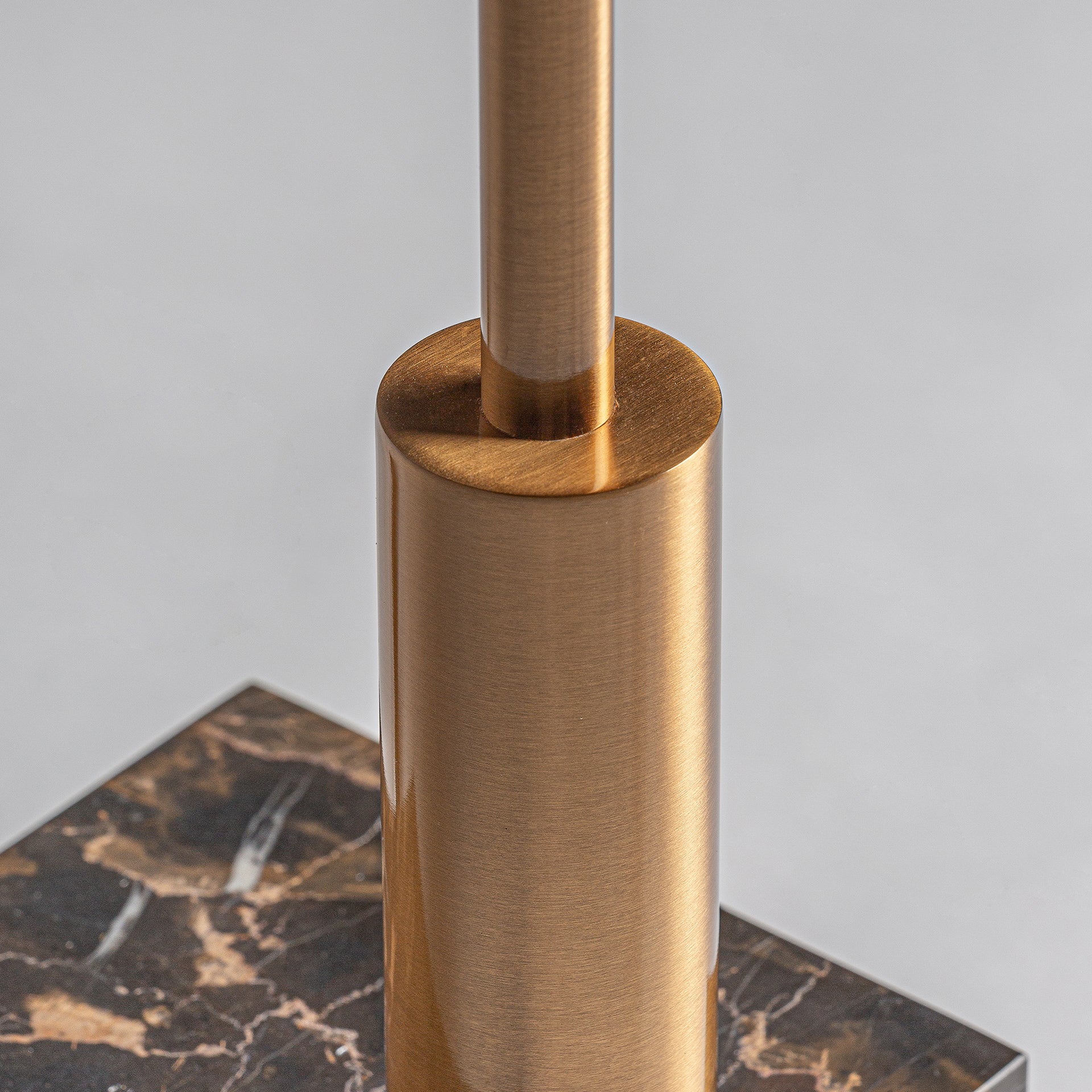 Art Deco Floor Lamp - Black Marble & Gold Iron with Off-White Shade