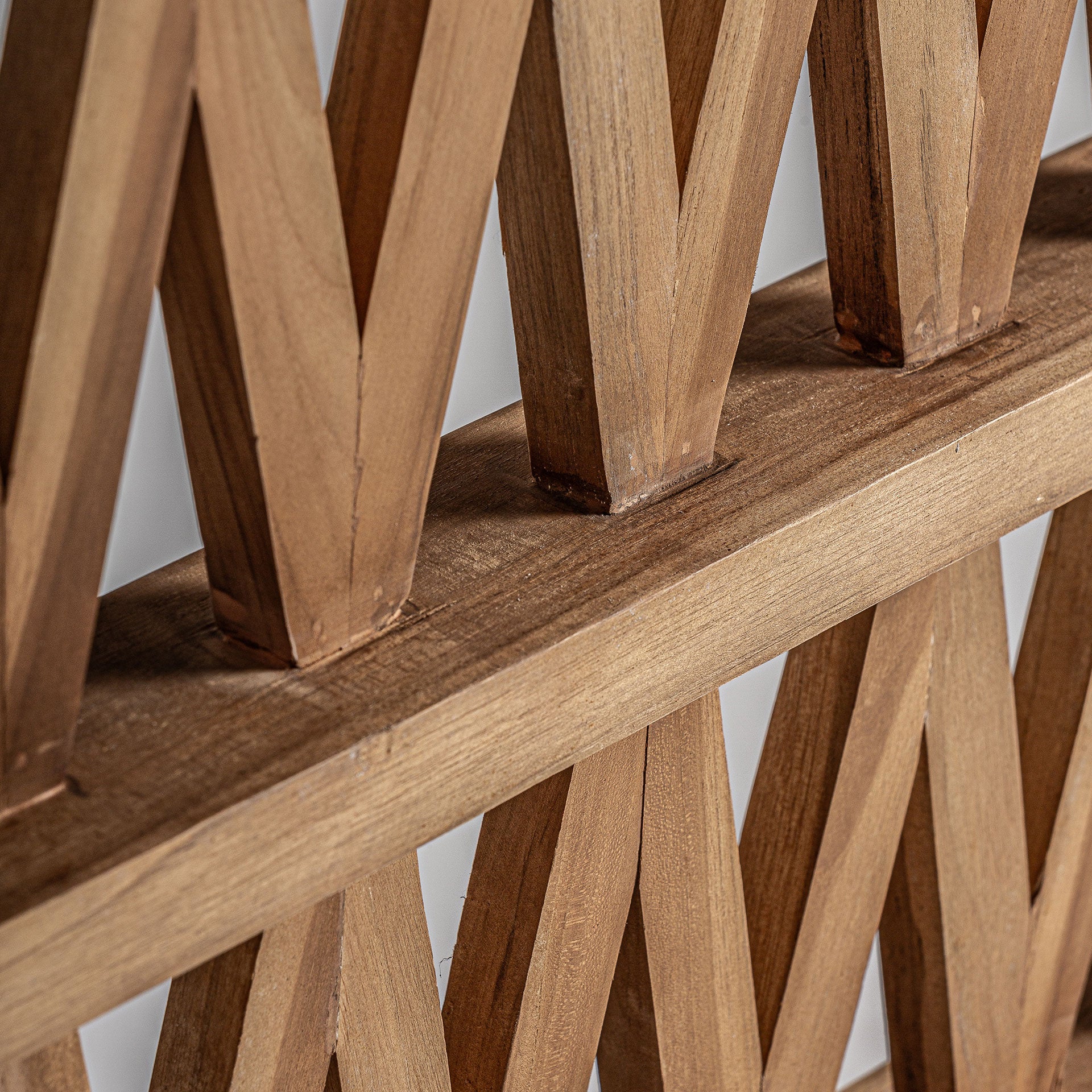 VIRIAT Teak Wood Room Divider - Boho Style Privacy Screen