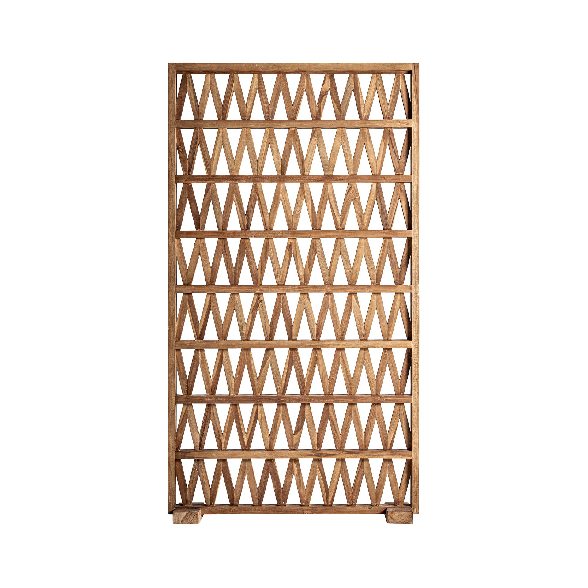 VIRIAT Teak Wood Room Divider - Boho Style Privacy Screen