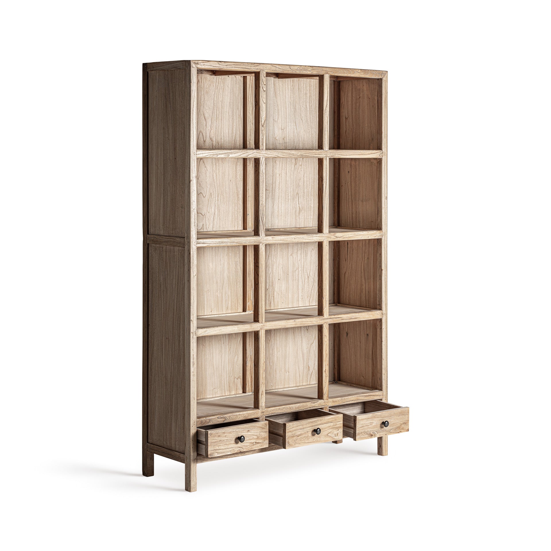 Brecey Modular Library - Recycled Elm Wood Bookcase