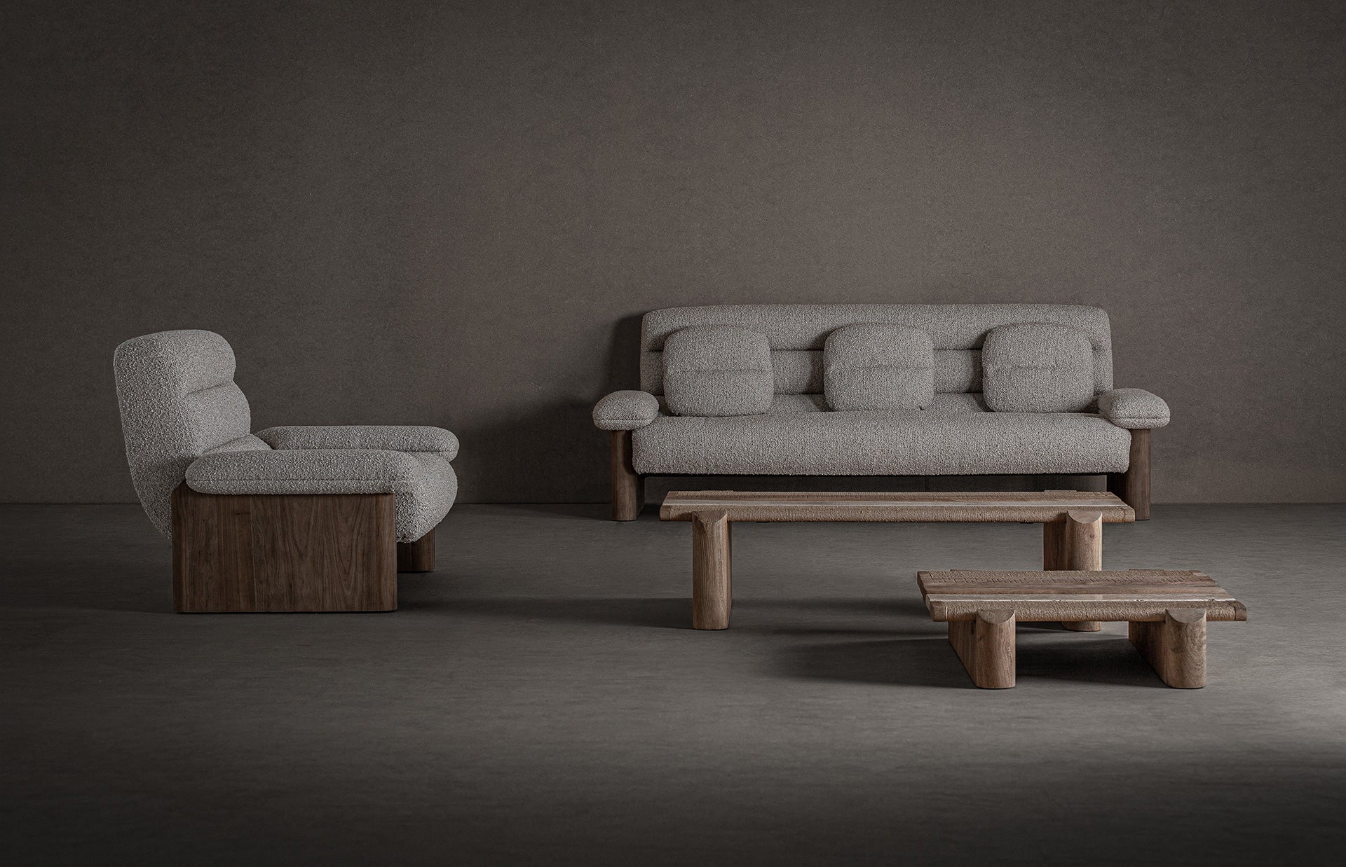 Jacquard Contemporary Sofa in Oak & Beige