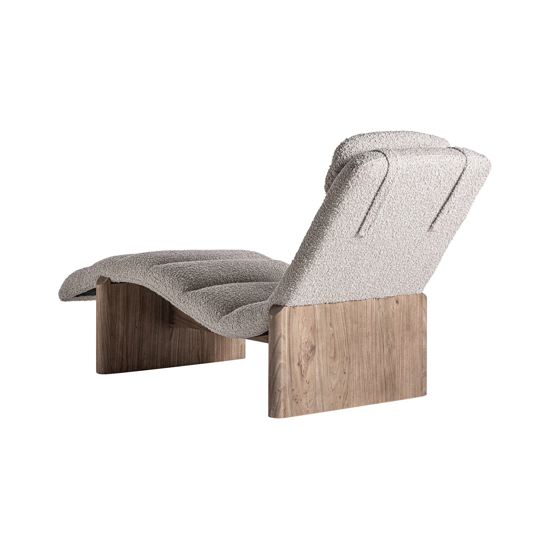 Jacquard Chaise Longue - Contemporary Oak & Beige Polyester