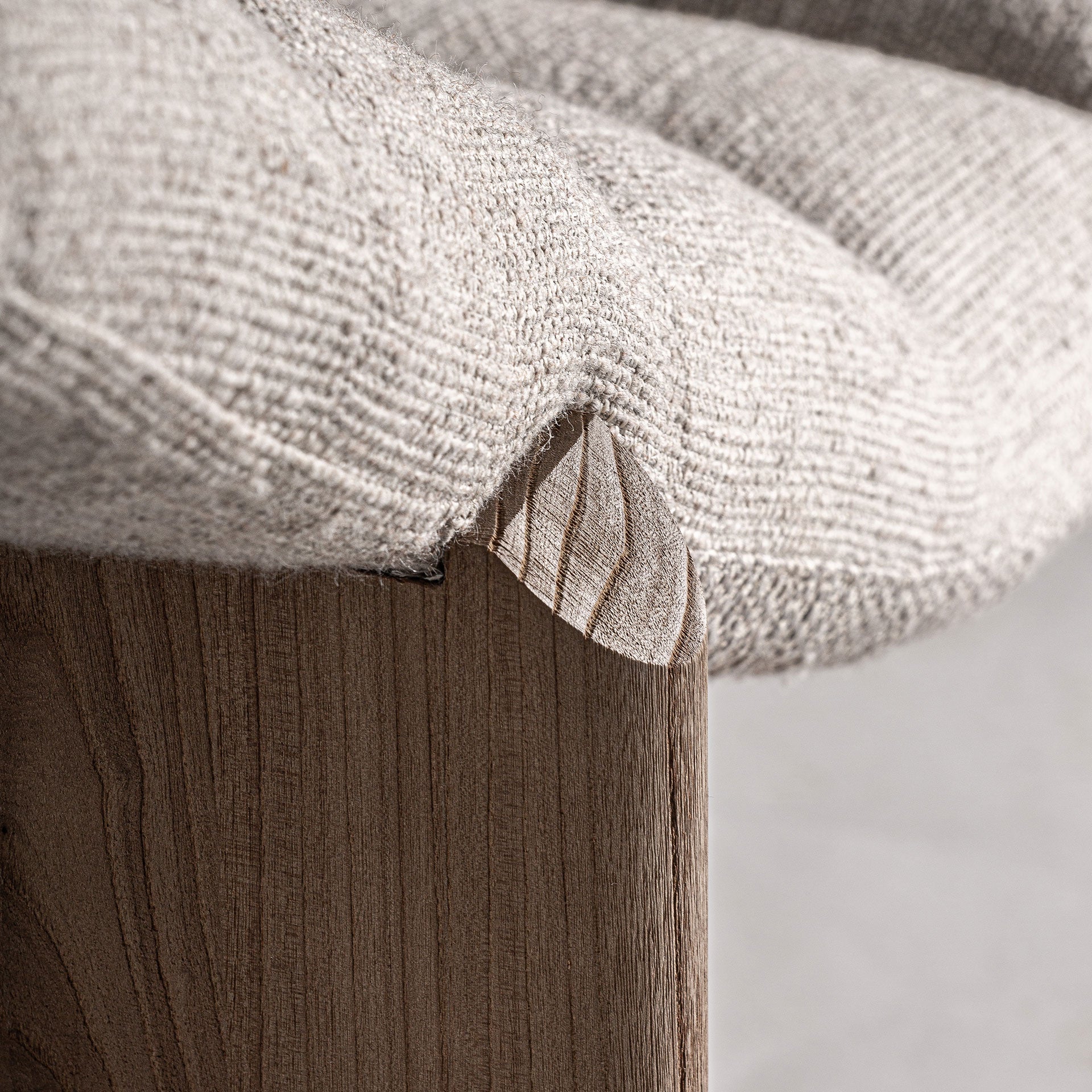 Jacquard Chaise Longue - Contemporary Oak & Beige Polyester