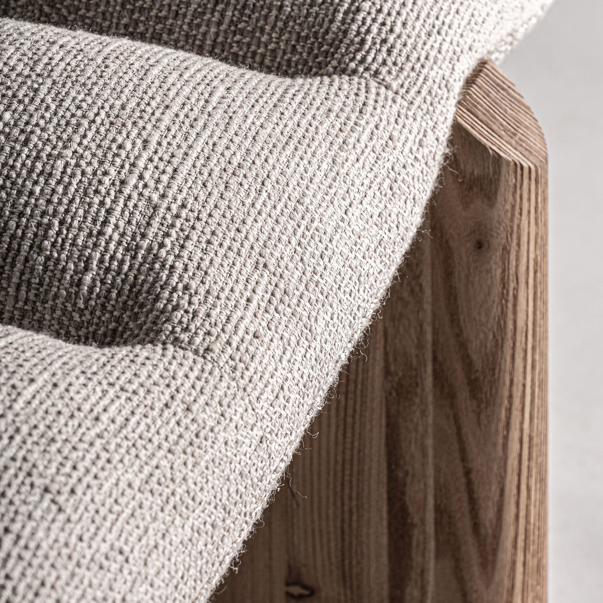 Jacquard Chaise Longue - Contemporary Oak & Beige Polyester