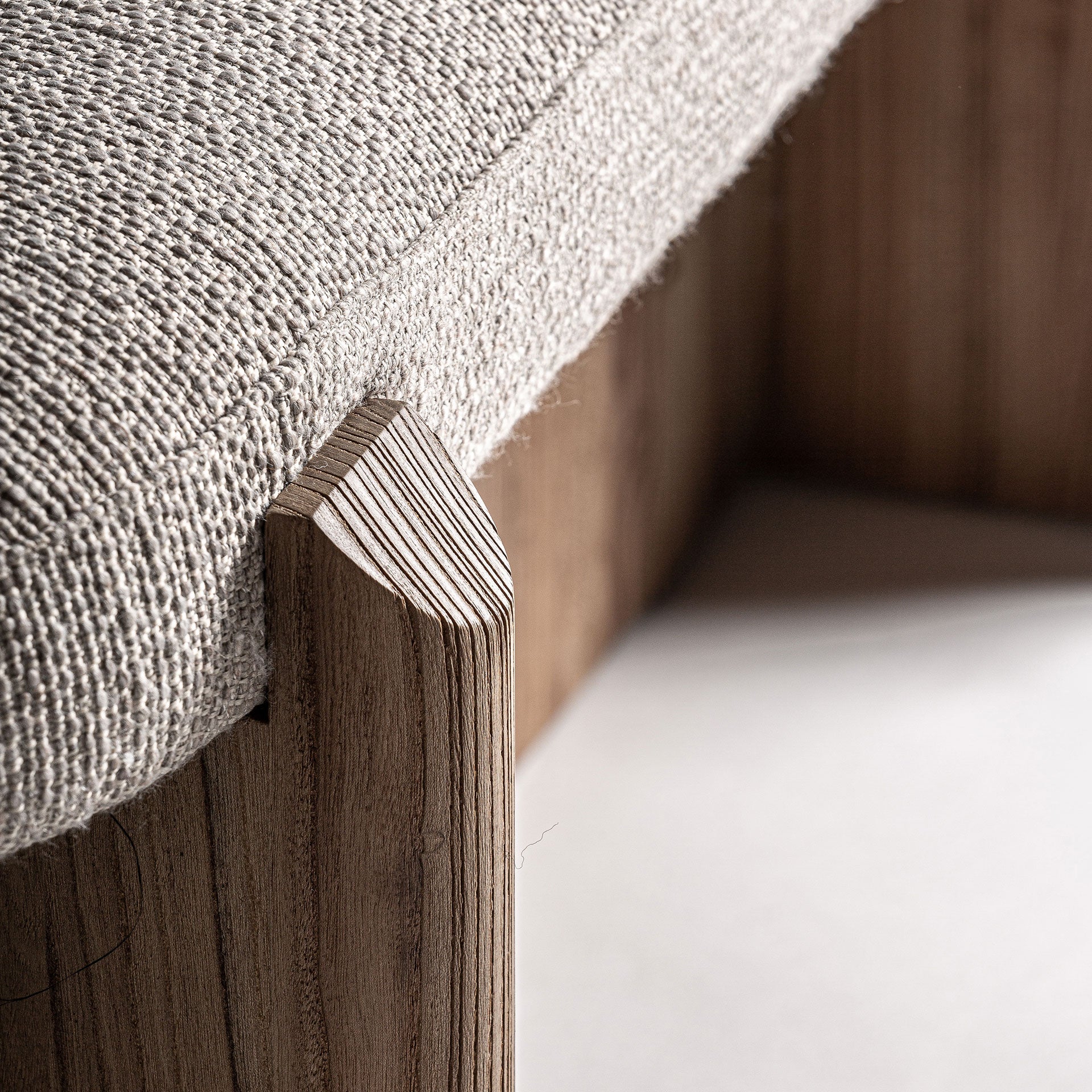 Contemporary Jacquard Bed Foot Stool - Oak & Beige Polyester
