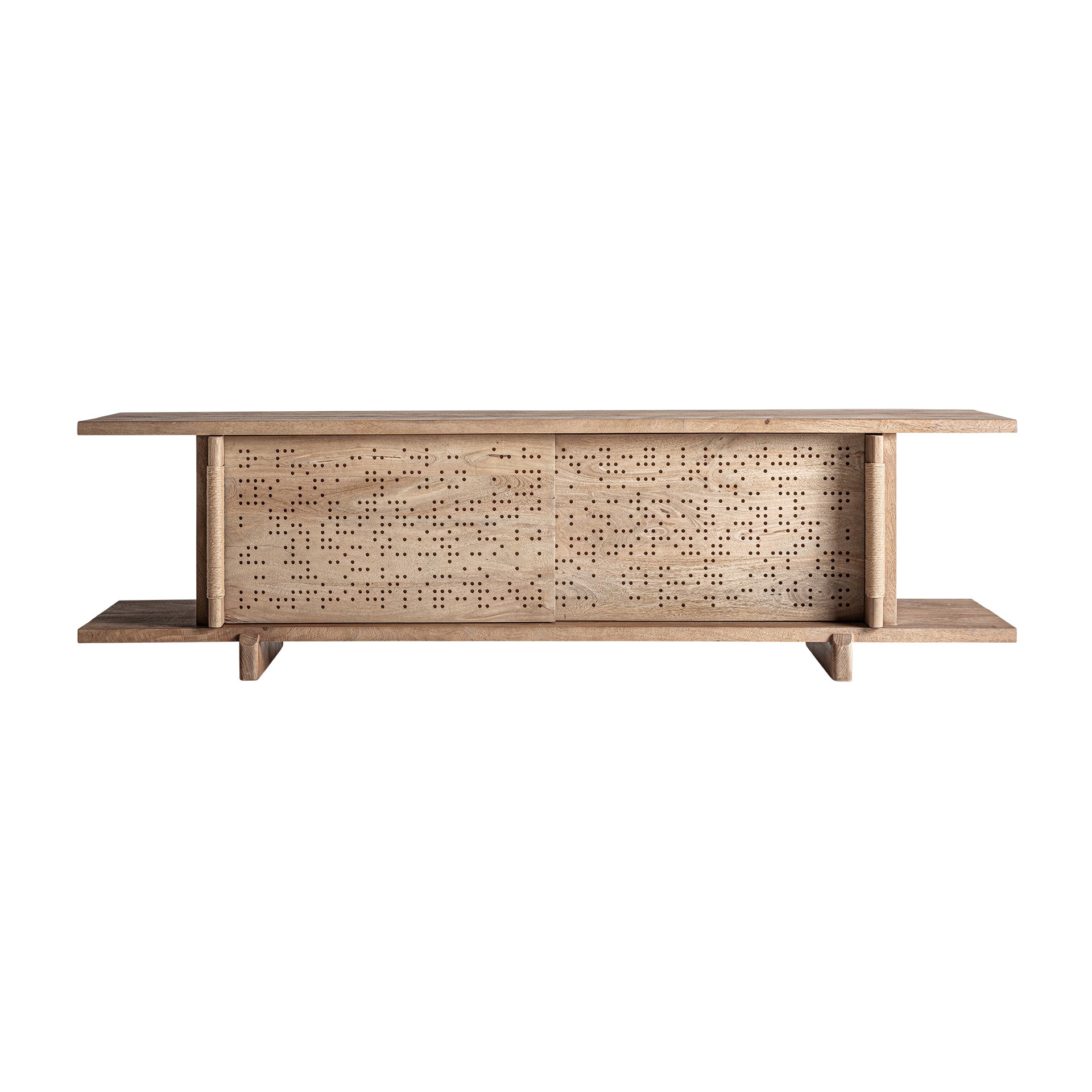 Jacquard Mango Wood TV Stand - Contemporary Light Brown Media Console