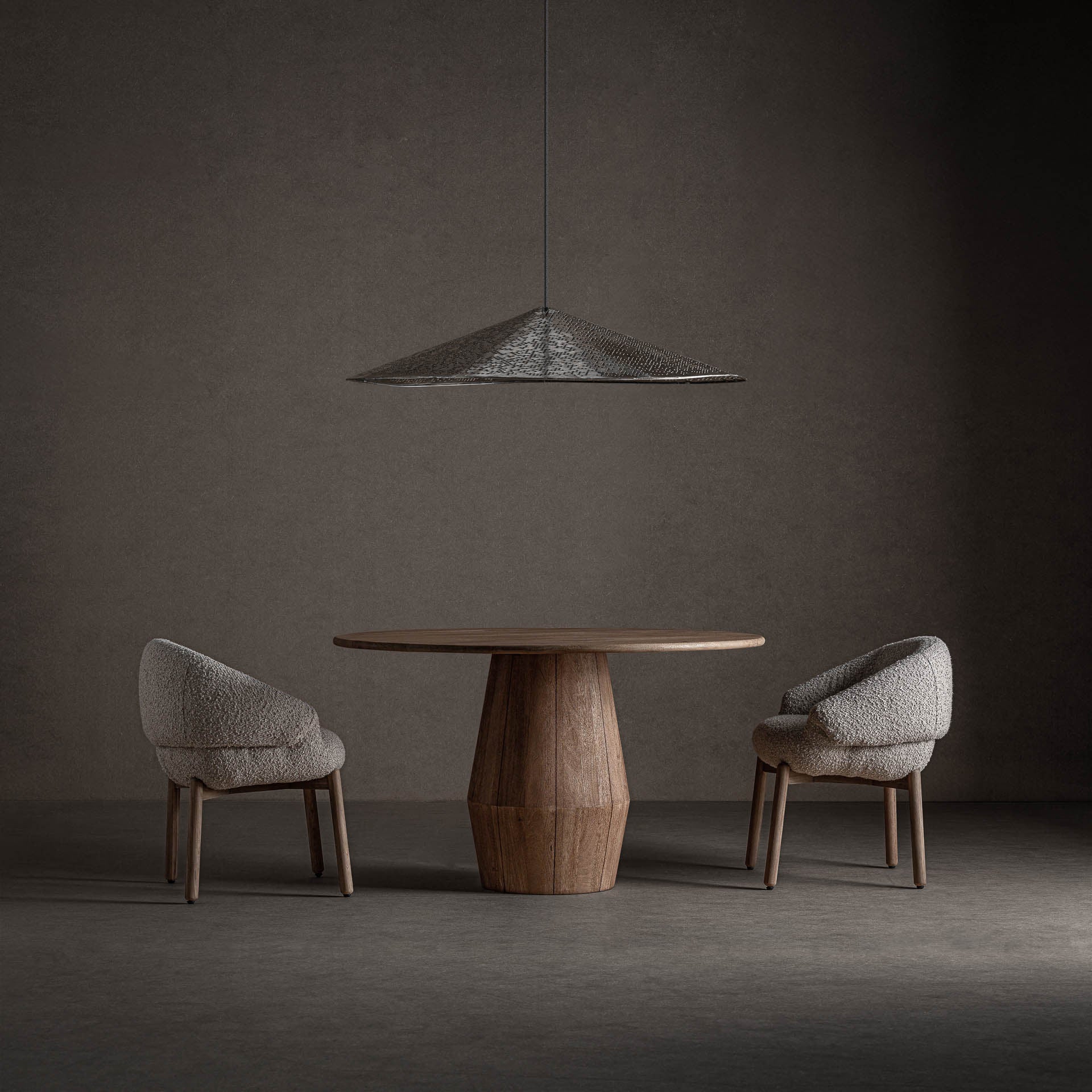 Jacquard Mango Wood Dining Table - Contemporary Light Brown