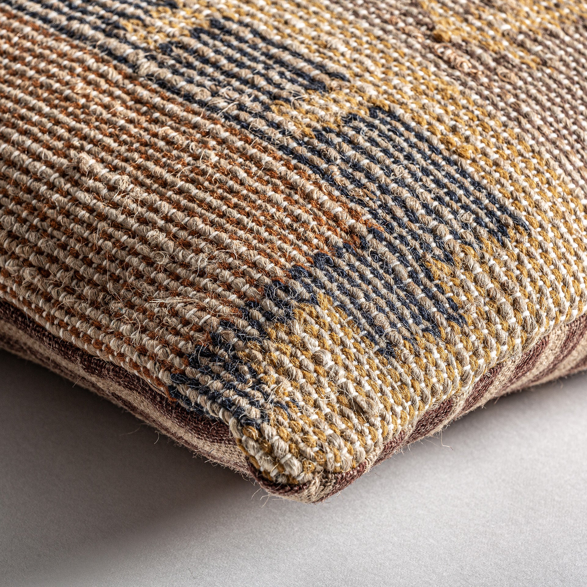 Jelkie Ethnic Cotton & Jute Cushion - Brown