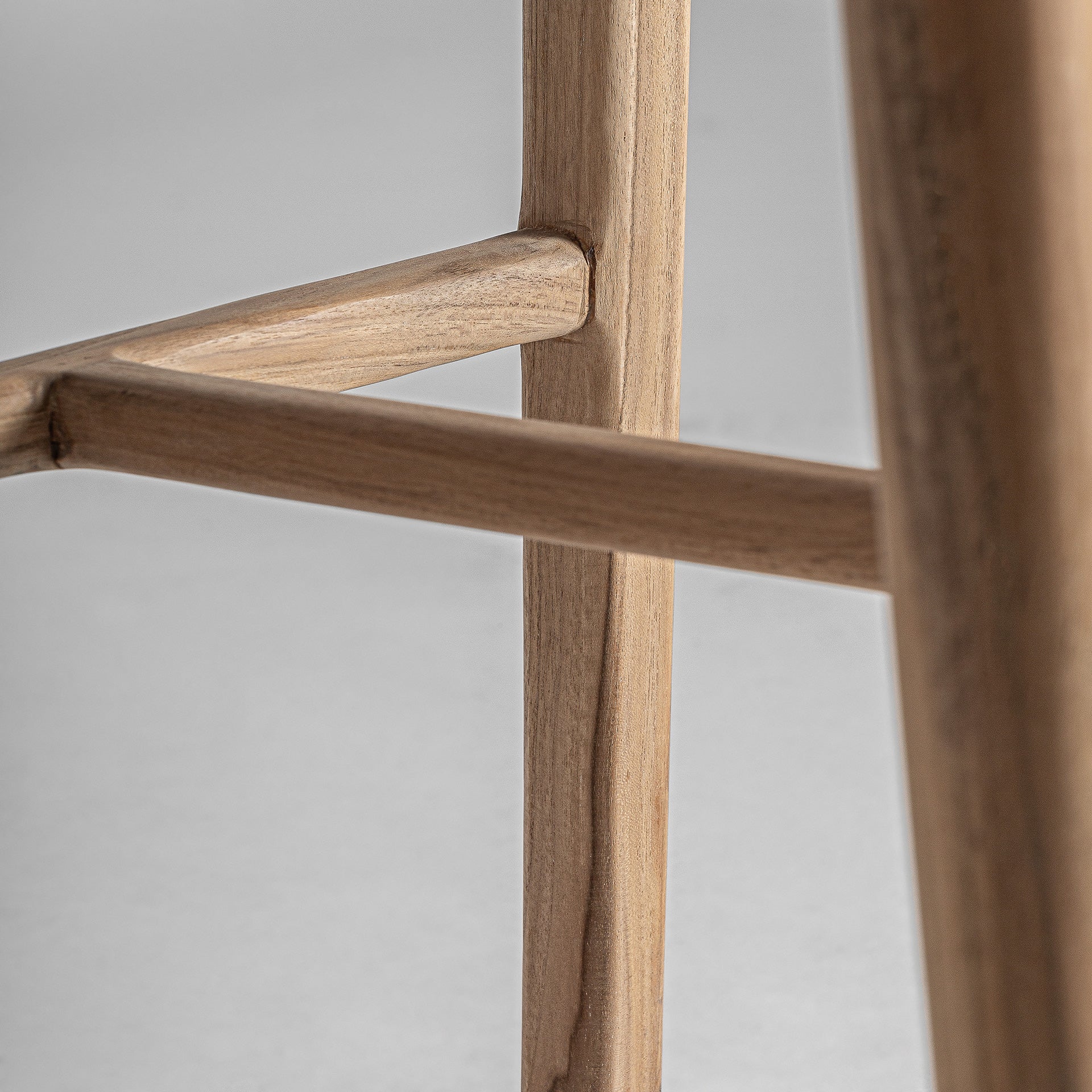 Vercelli Teak Wood Bar Stool with Natural Fiber Seat