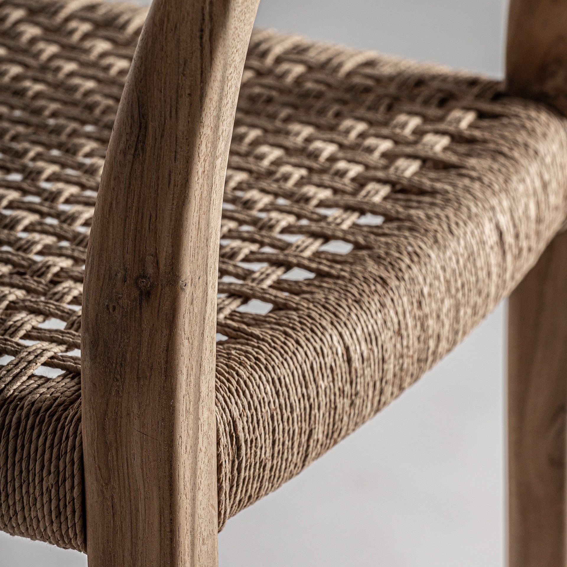Caen Colonial Teak and Rattan Bar Stool in Brown