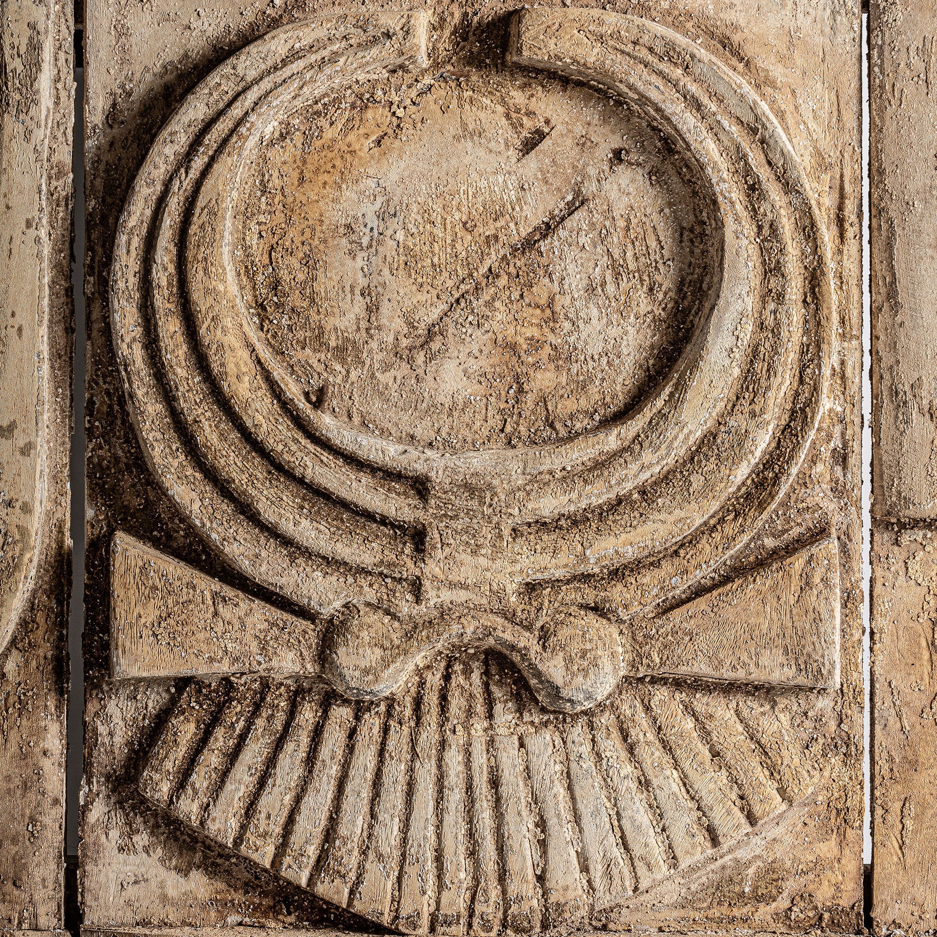 Peylon Ethnic Suar Wood Wall Art - Beige Distressed Finish