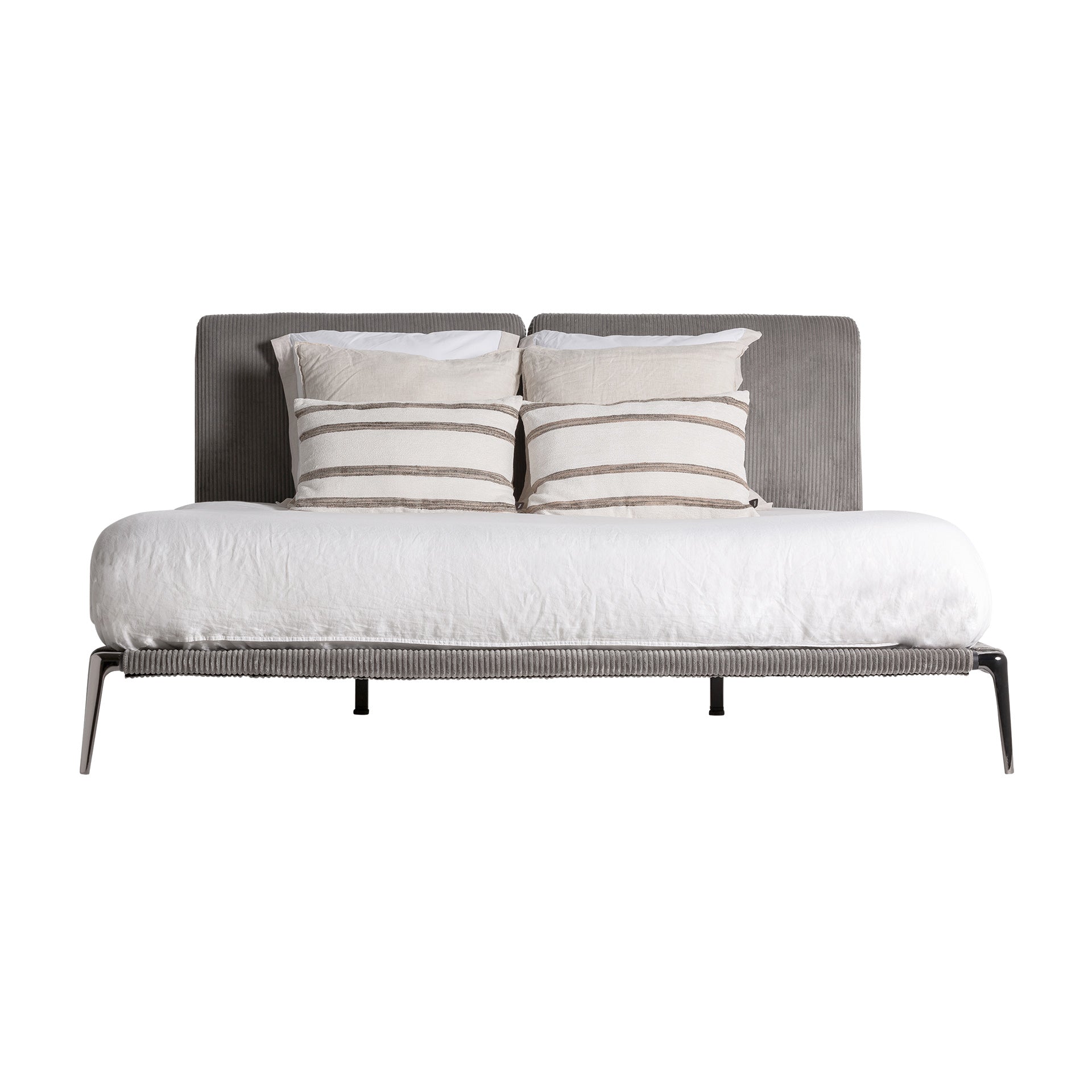 Berlin Contemporary Fabric Bed Frame - Grey Upholstered Platform Bed