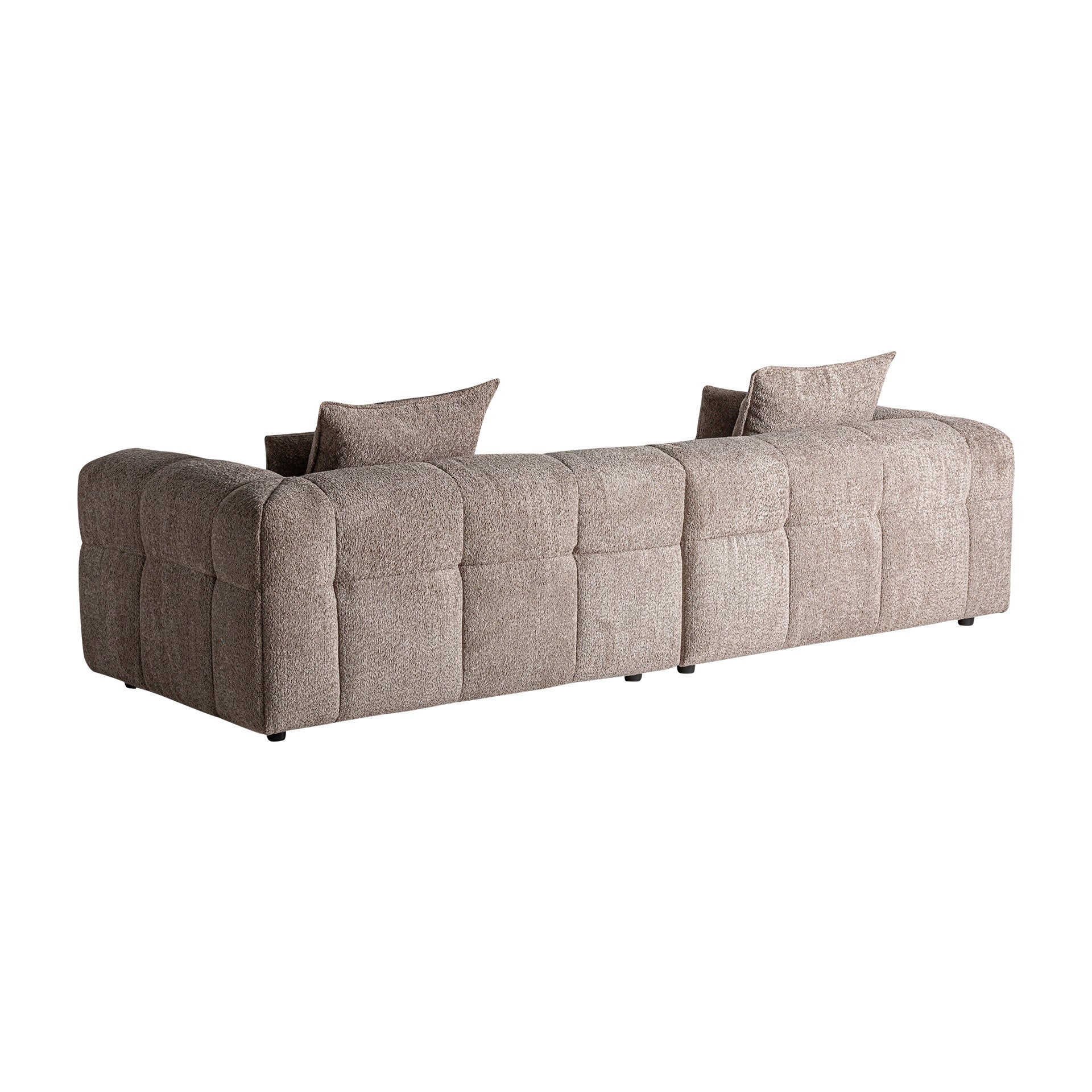 Barlin Contemporary Larch Wood Sofa - Brown Polyester & Black Iron