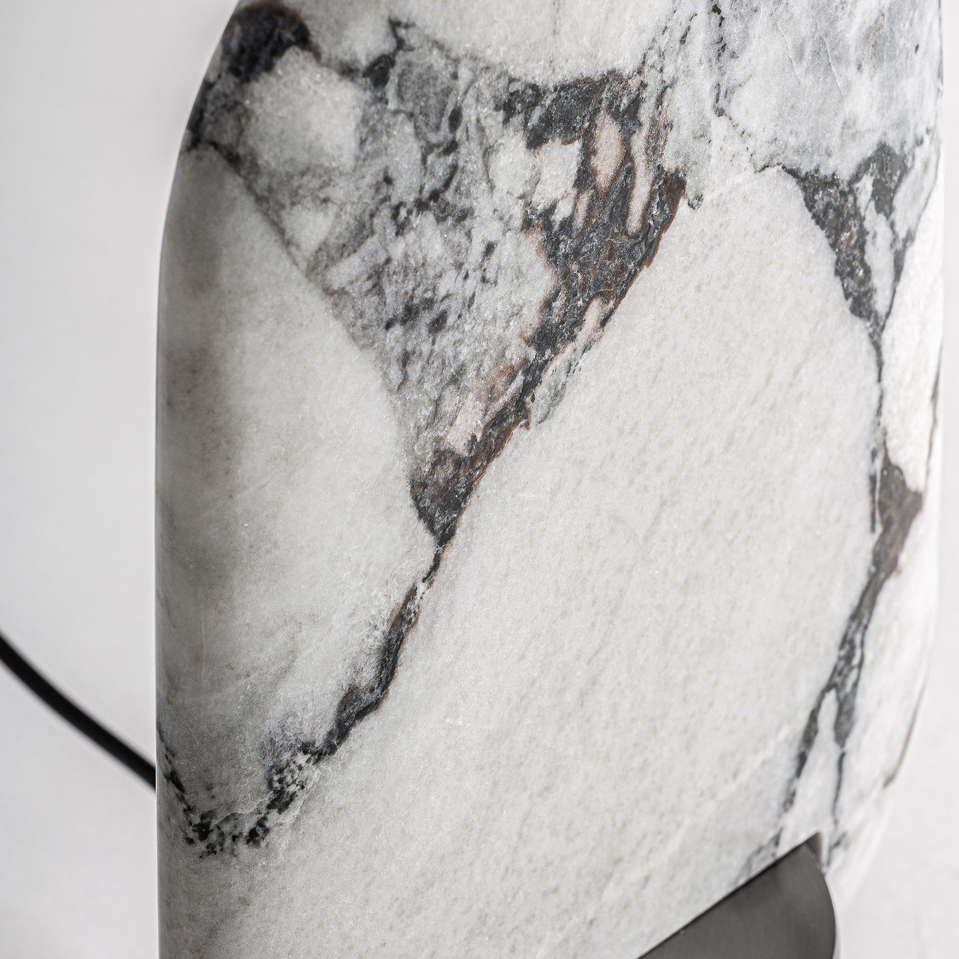 Art Deco Table Lamp - White Marble & Black Metal