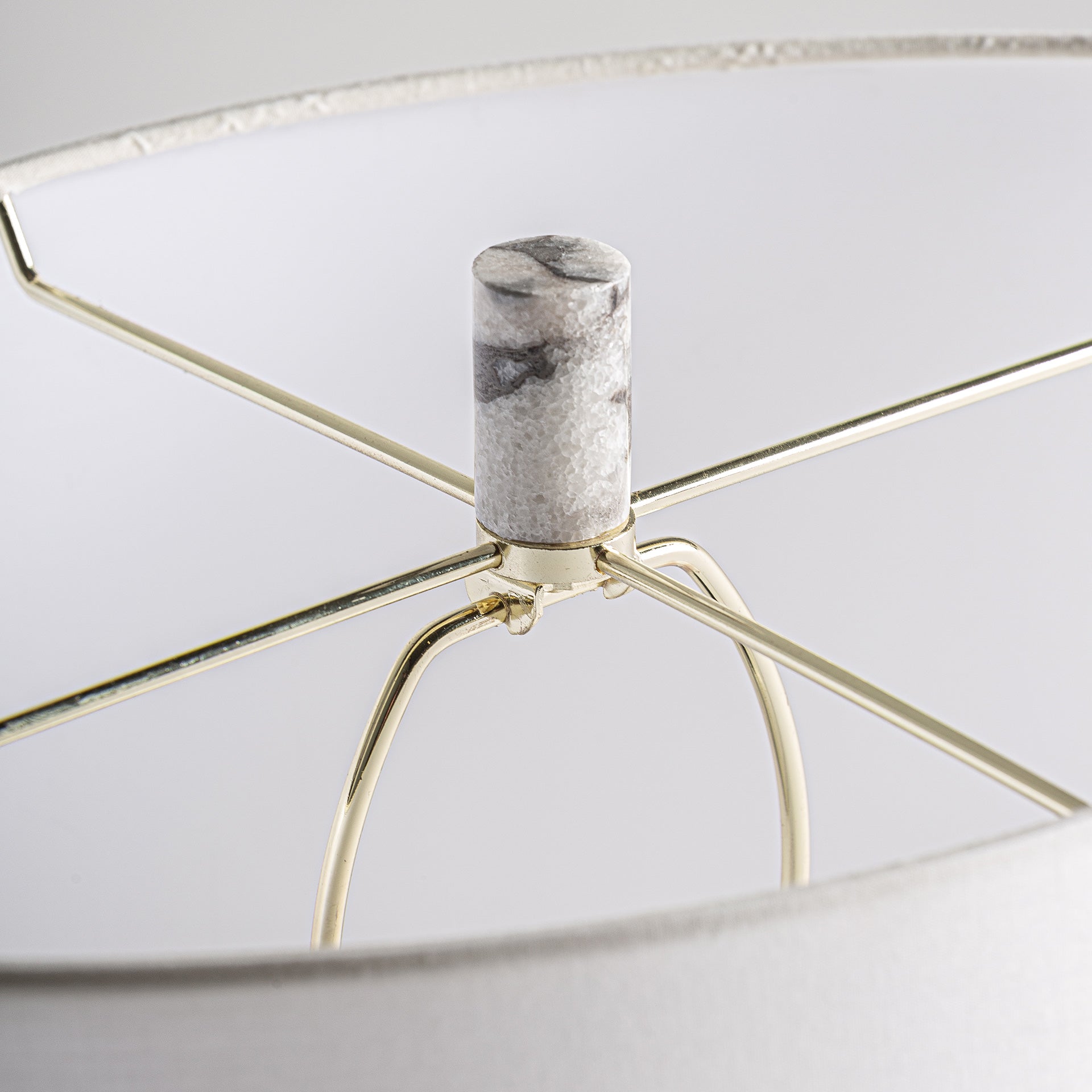 Art Deco Table Lamp - White Marble & Black Metal