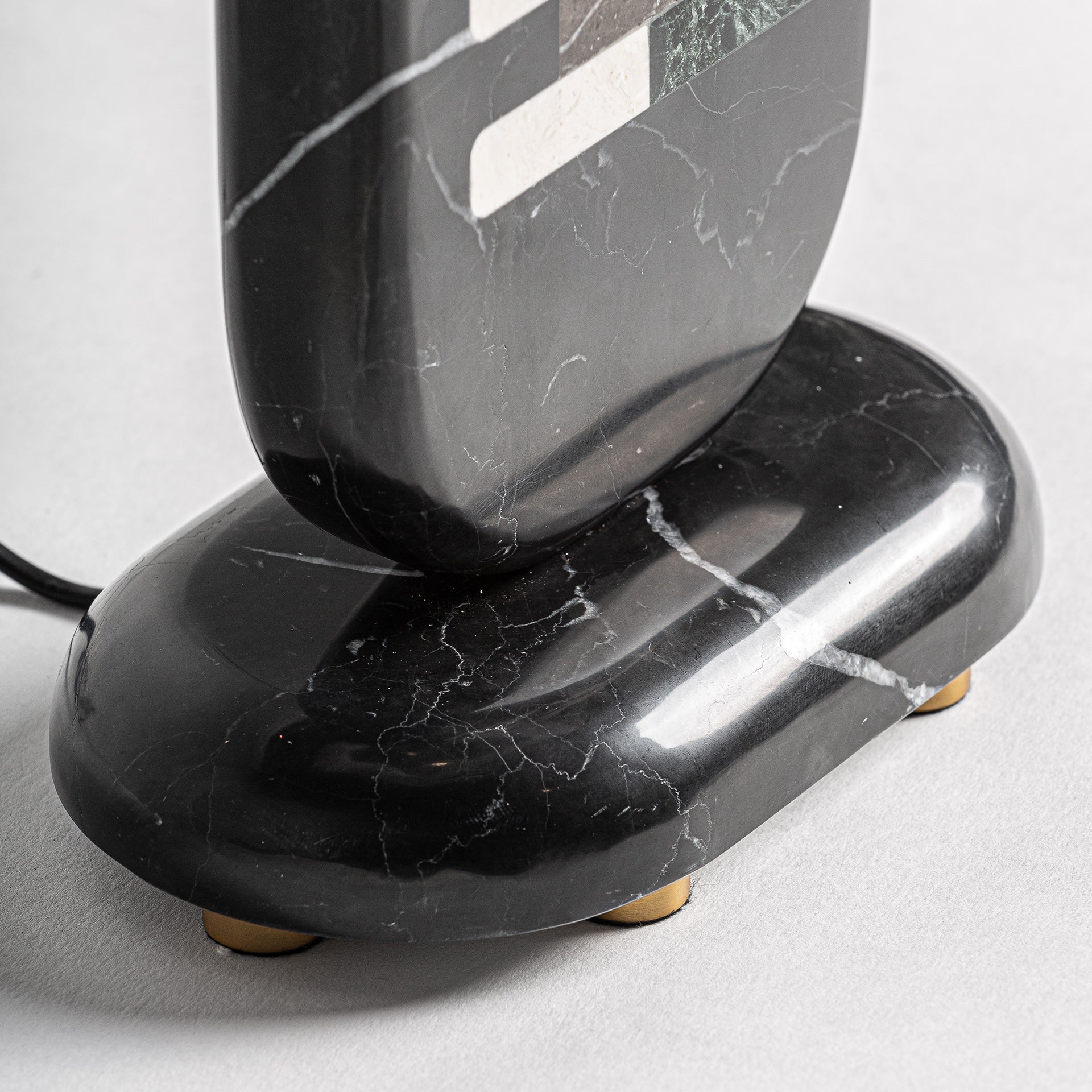 Art Deco Marble Table Lamp - Black & Gold