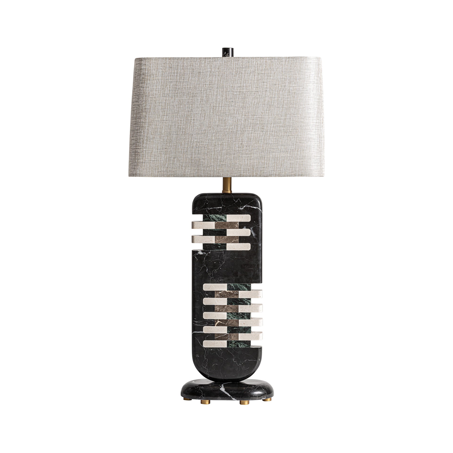 Art Deco Marble Table Lamp - Black & Gold