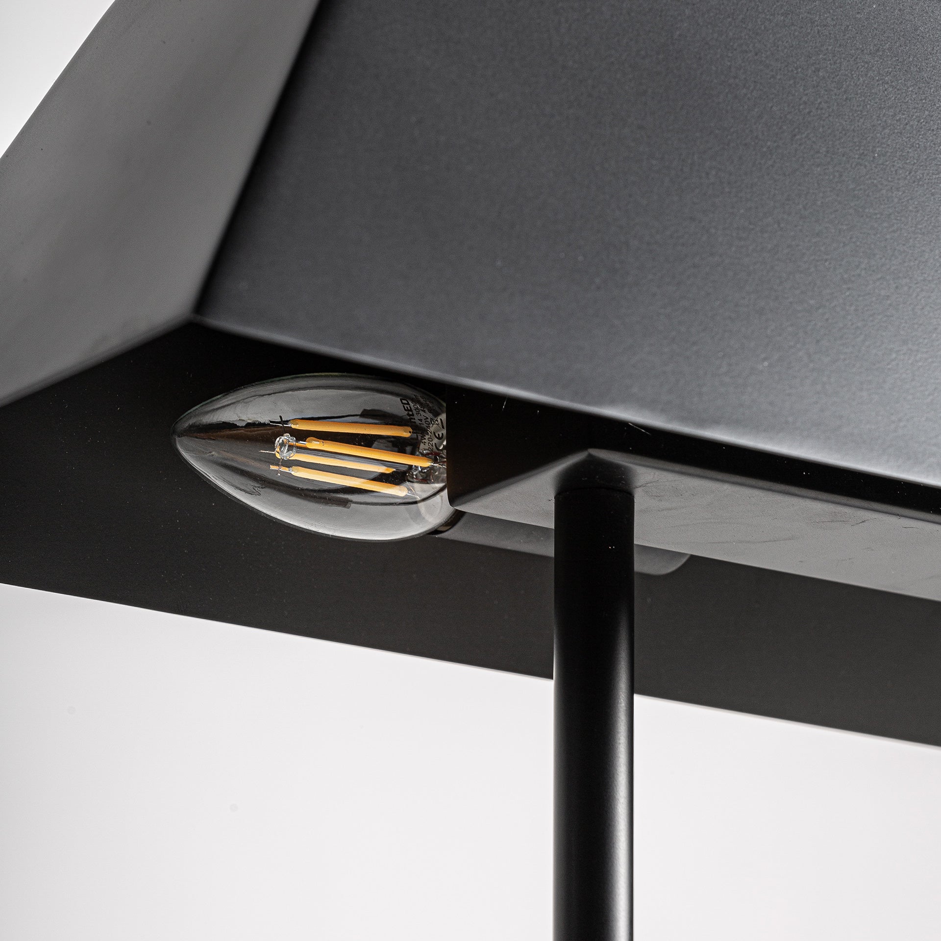 Art Deco Table Lamp - Grey Marble & Black Metal