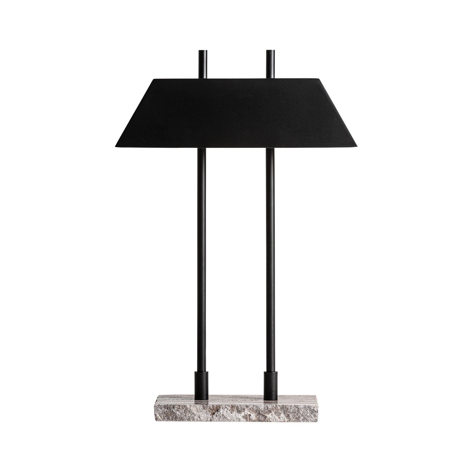 Art Deco Table Lamp - Grey Marble & Black Metal